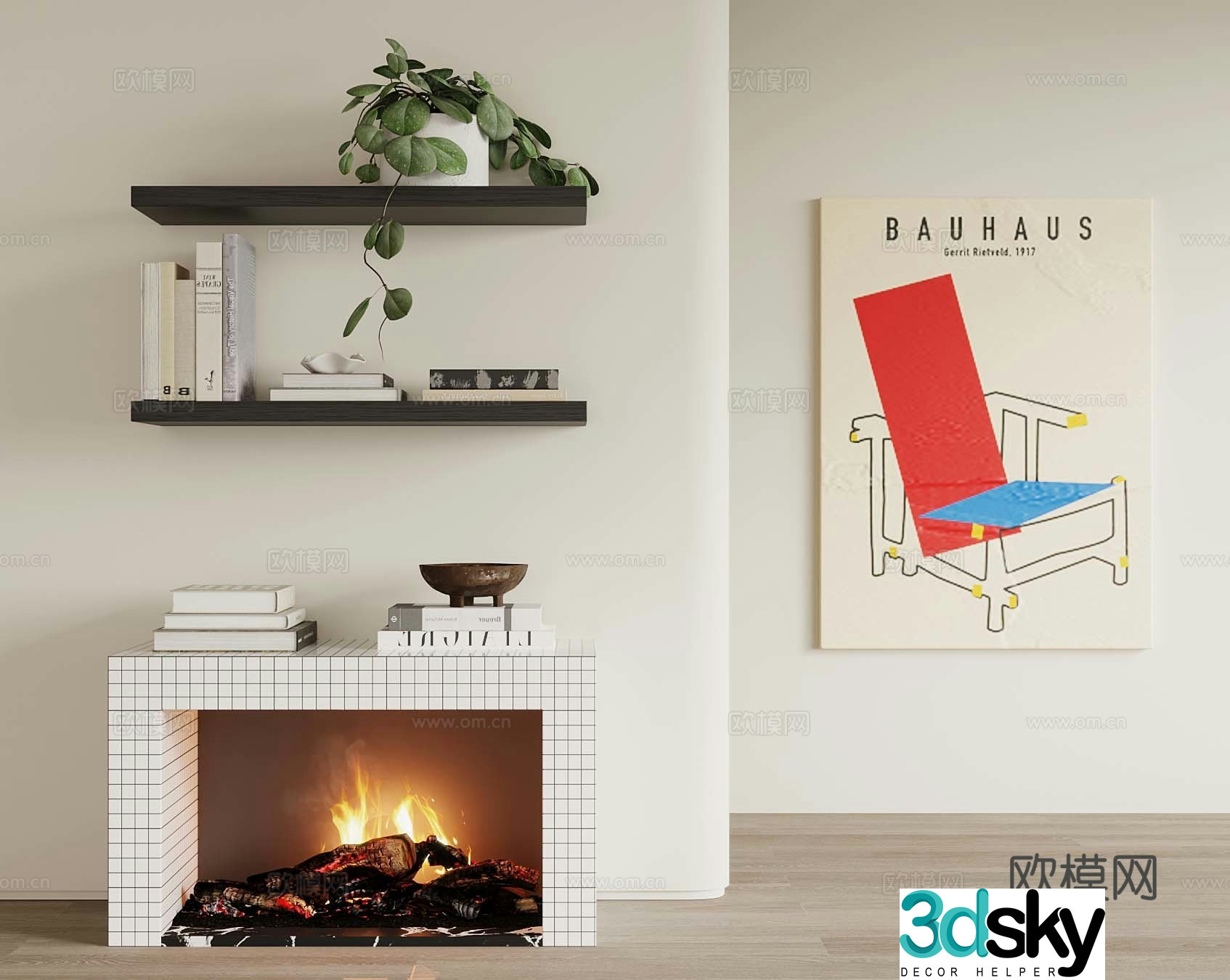 Modern fireplace 3d model
