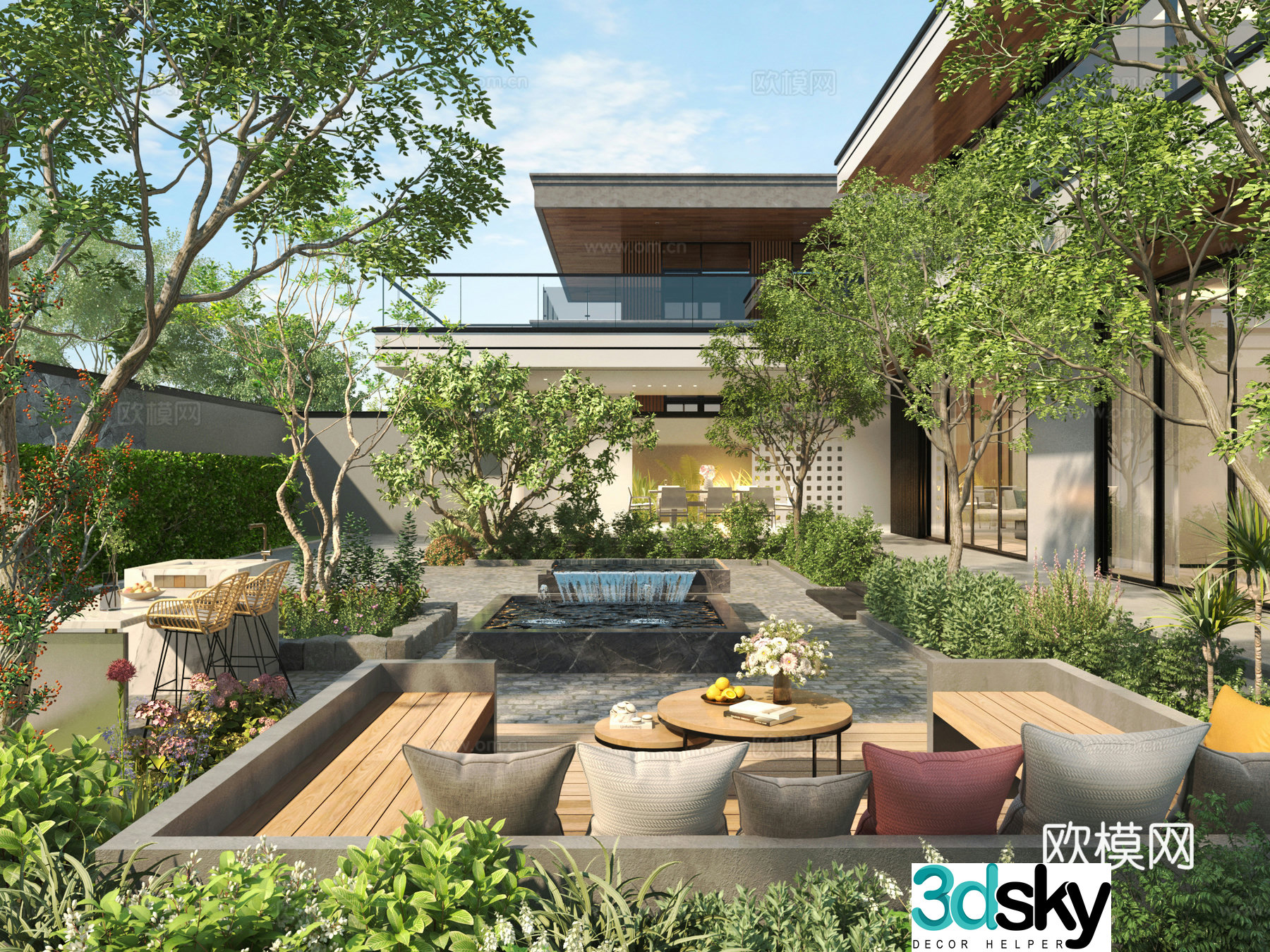 Modern garden landscape 3d model