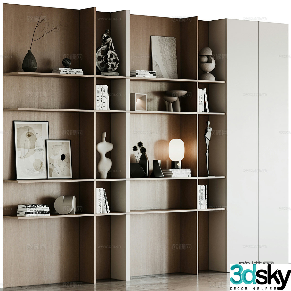 Modern minimalist decorative bookcase 3d model
