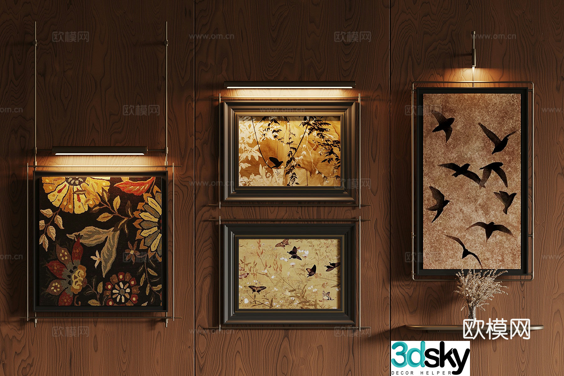 French medieval style hanging paintings decorative paintings art paintings 3D model