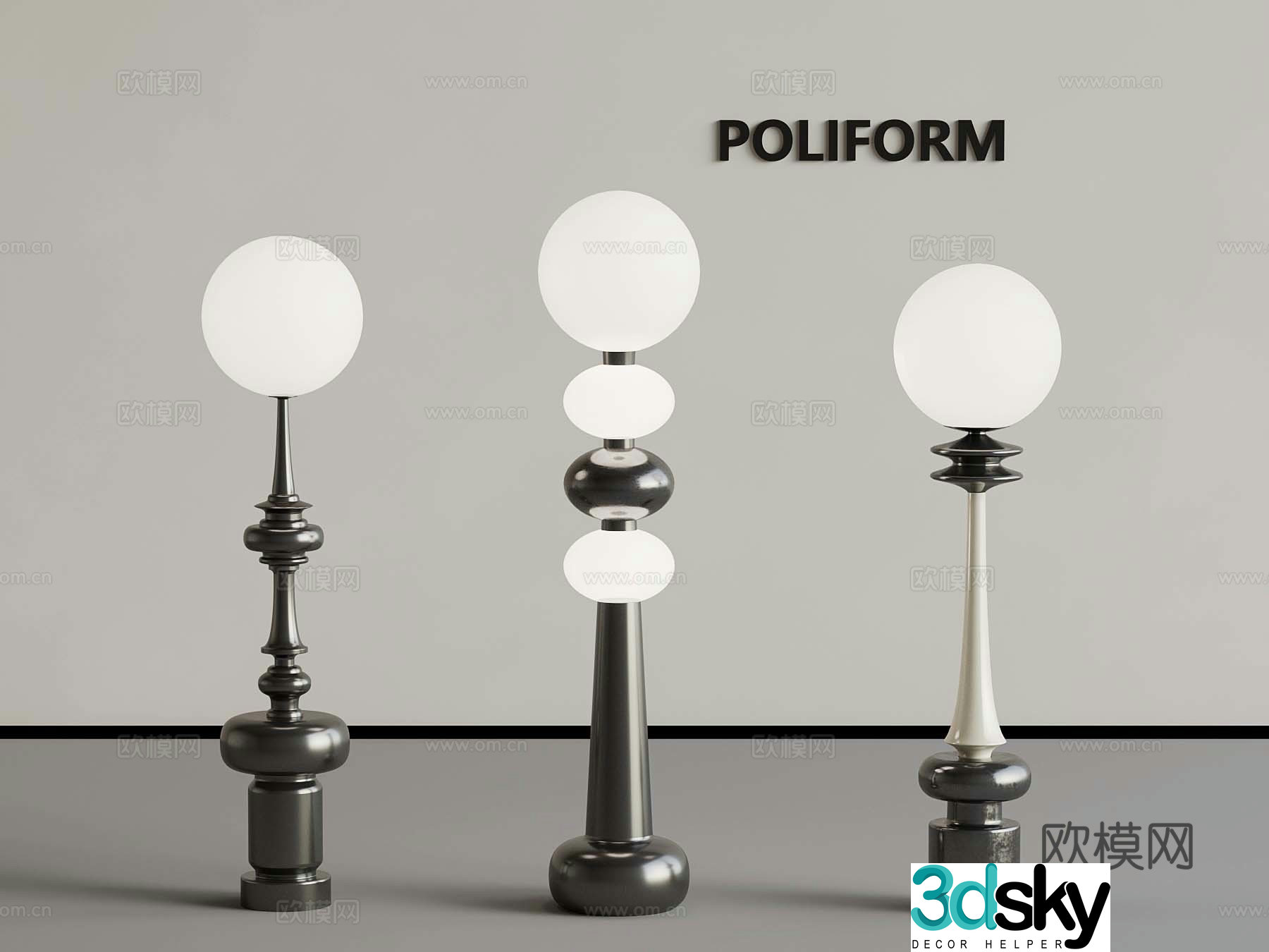 French floor lamp creative floor lamp 3d model
