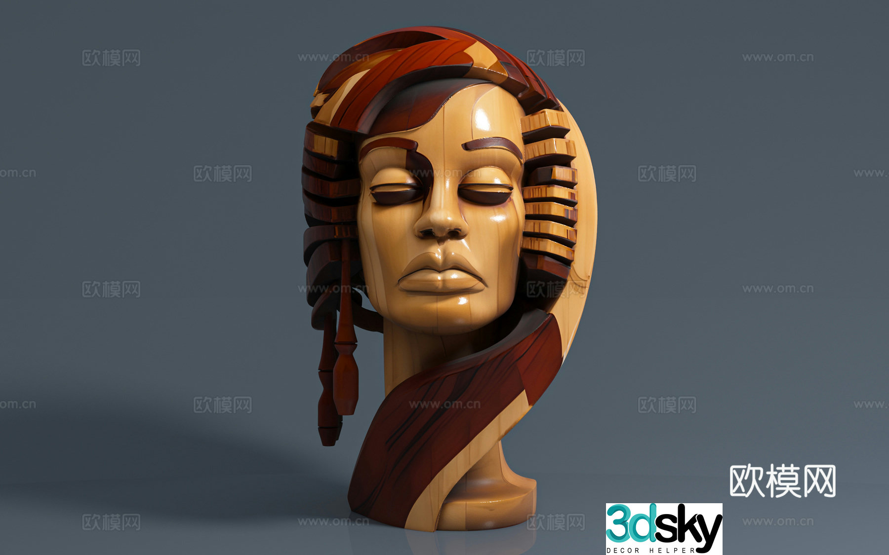 Woman character wood sculpture statue ornaments character sculpture art abstract creative ornaments text 3d model