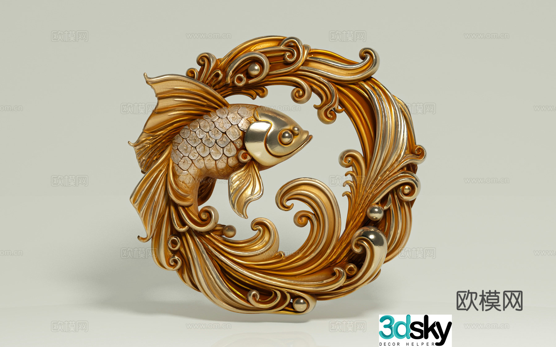 Goldfish art relief sculpture sculpture sculpture ornaments artwork creative abstract jewelry decoration beauty 3d model