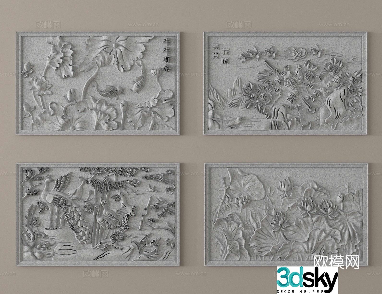 Gypsum relief carving carving wall relief 3d model