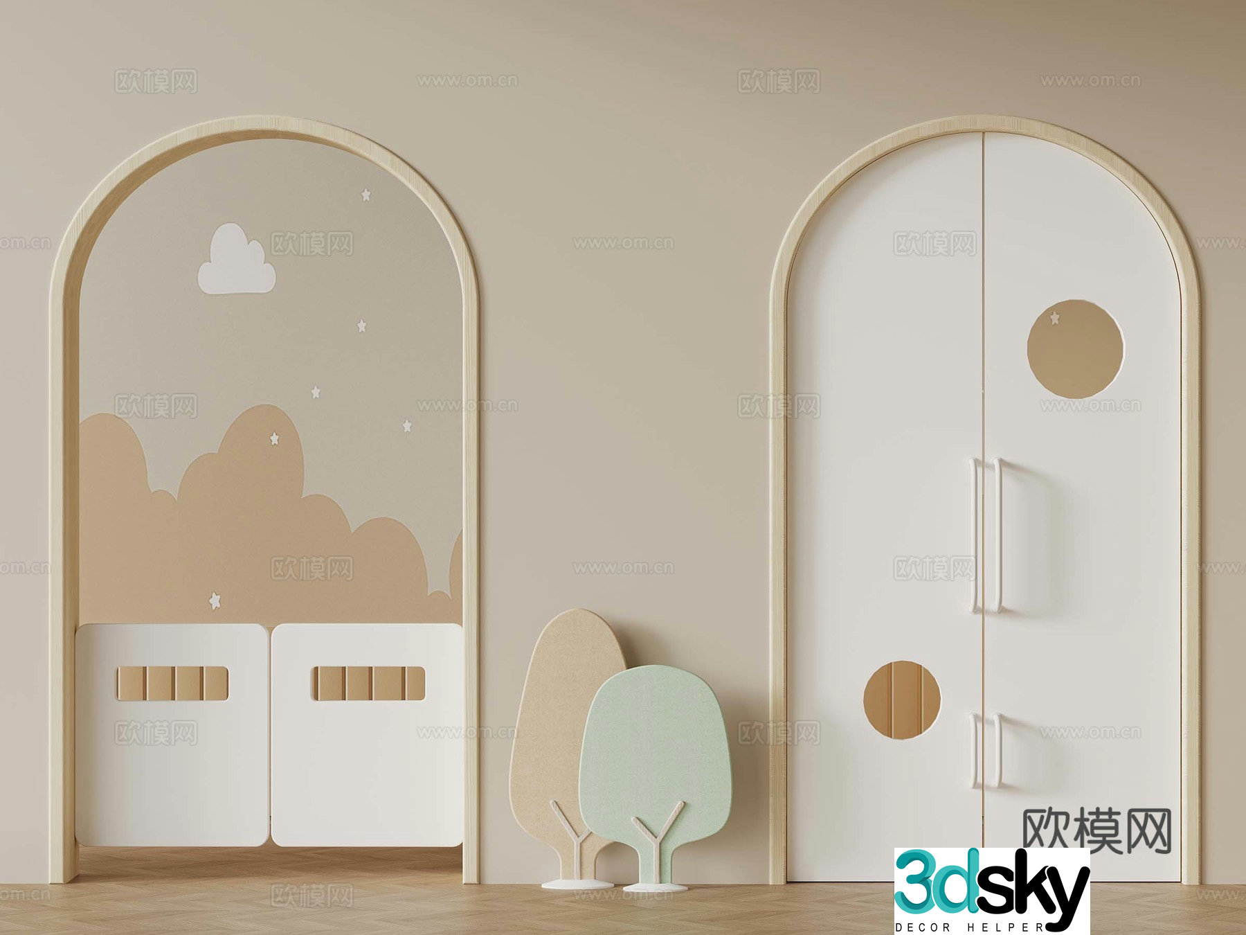 Modern children’s door kindergarten children’s space 3d model