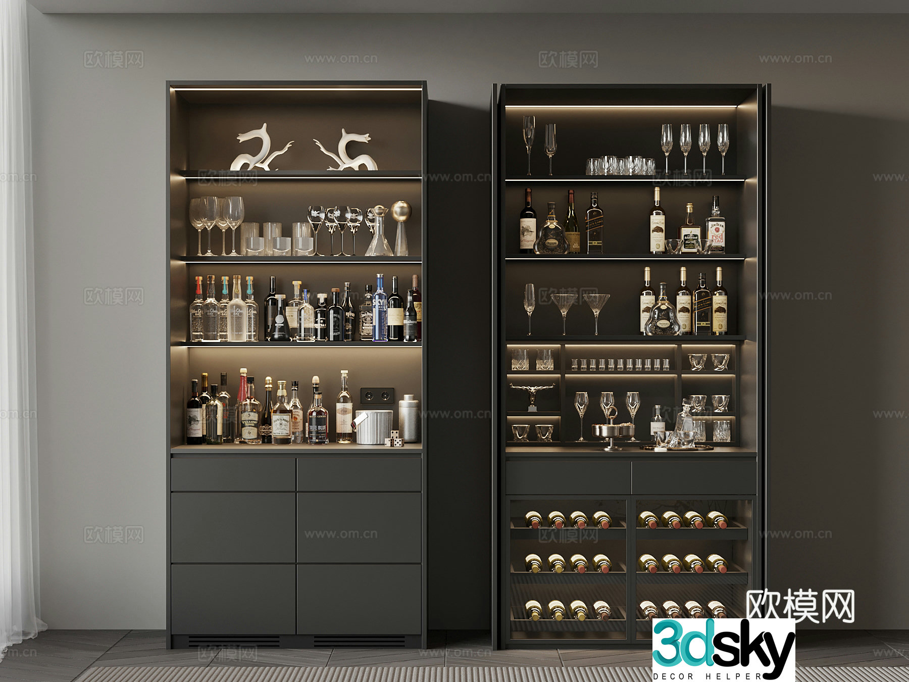 Wine cabinet modern wine cabinet 3d model