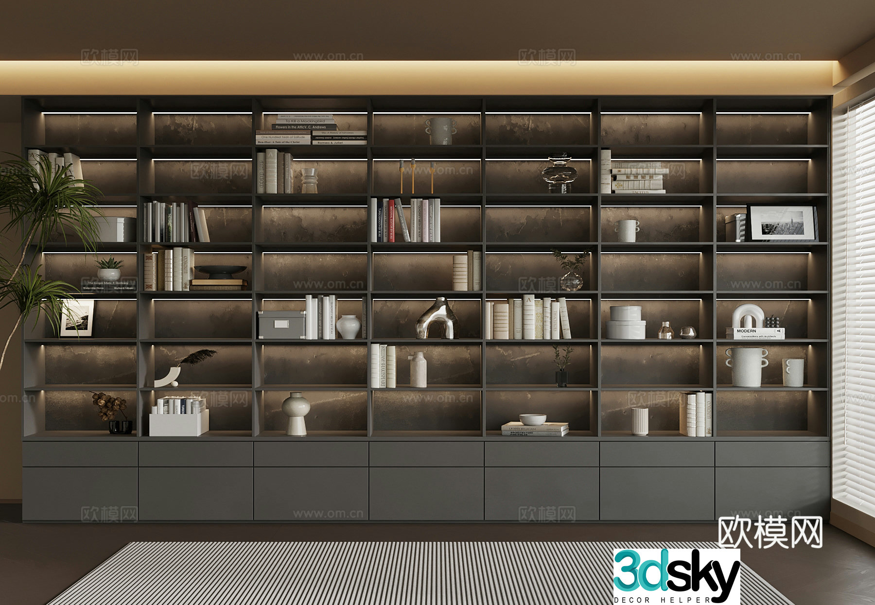 Modern bookcase 3d model