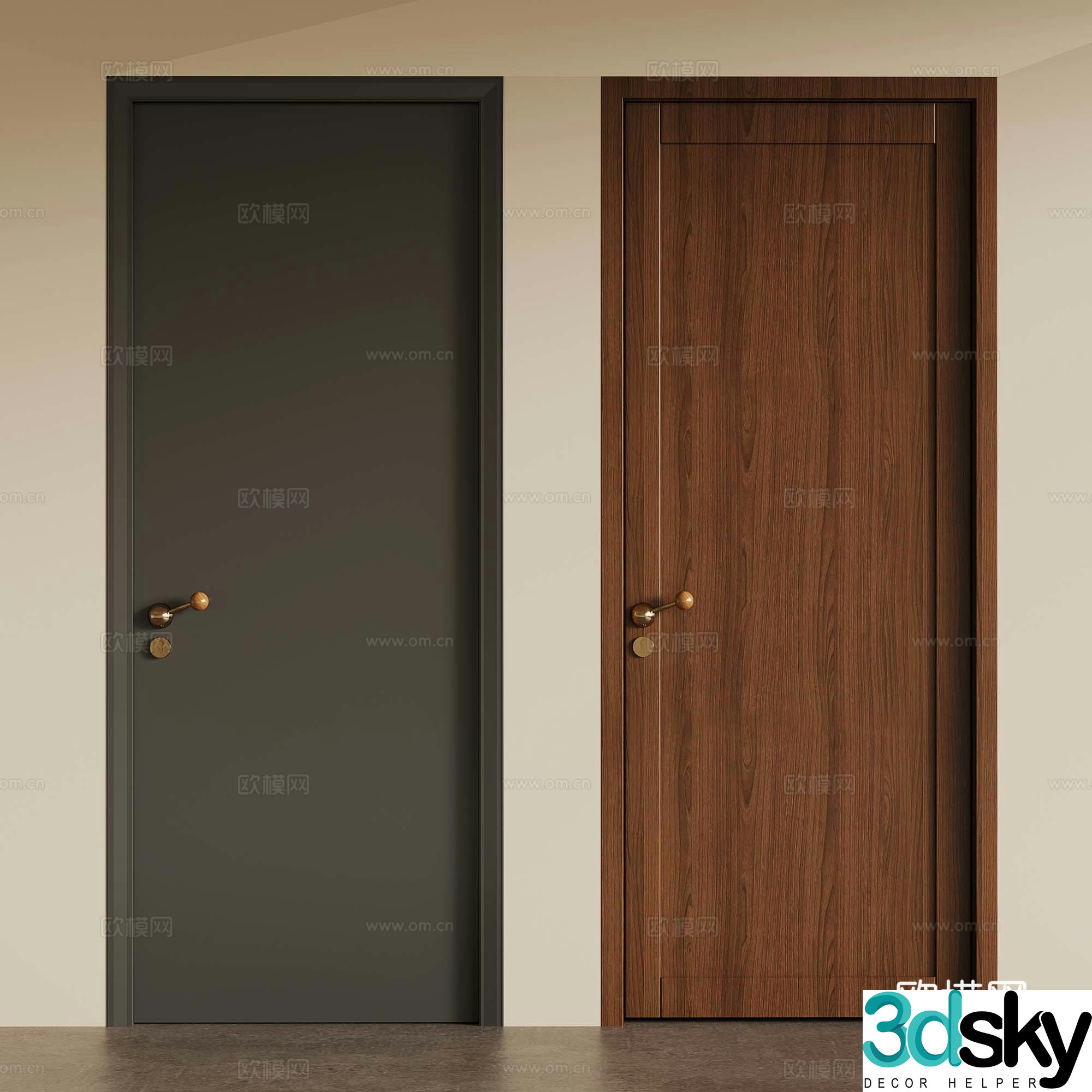 Modern medieval single-open door retro wooden door single-open door 3D model