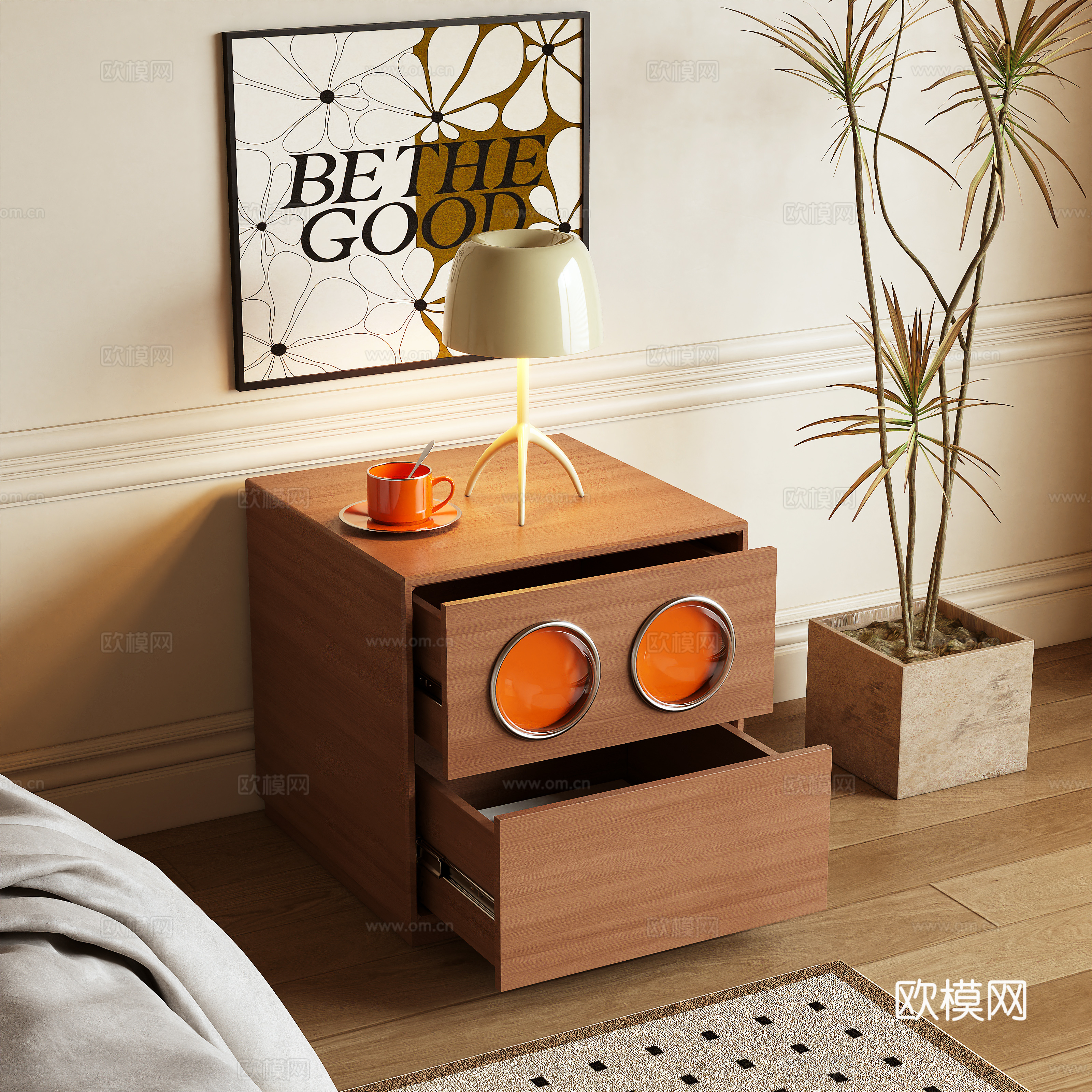 Log wind bedside table 3d model