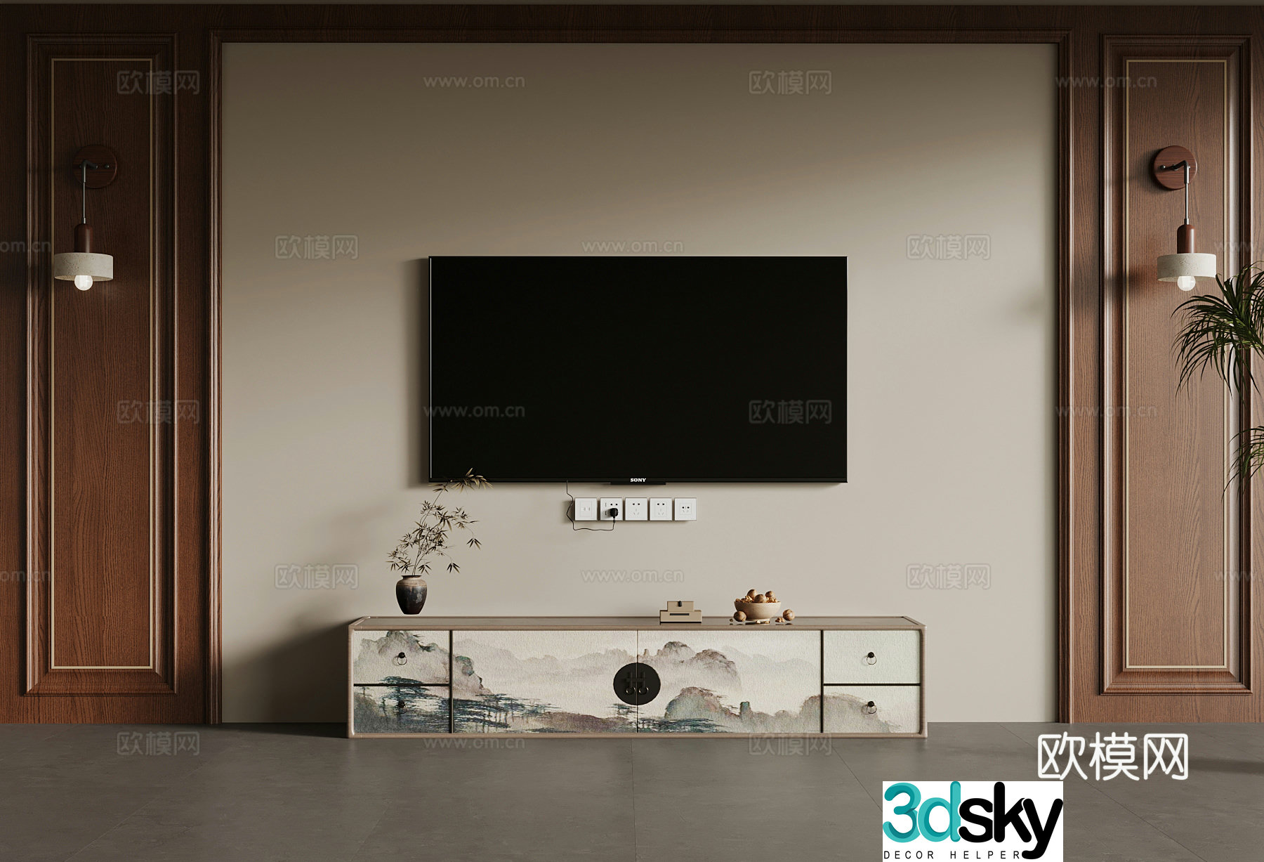 New Chinese TV cabinet TV ornament 3D model