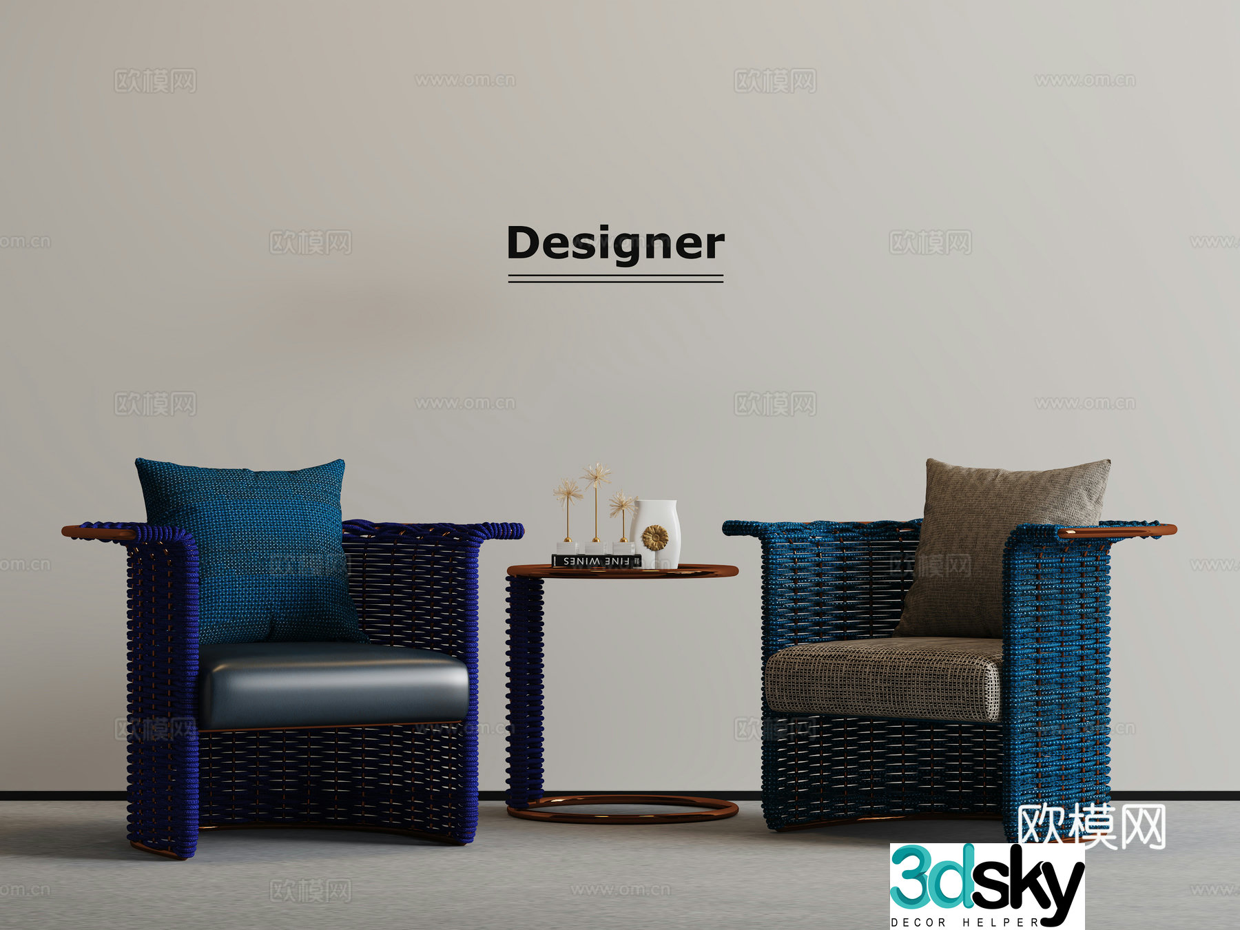 Modern light luxury leisure chair 3d model