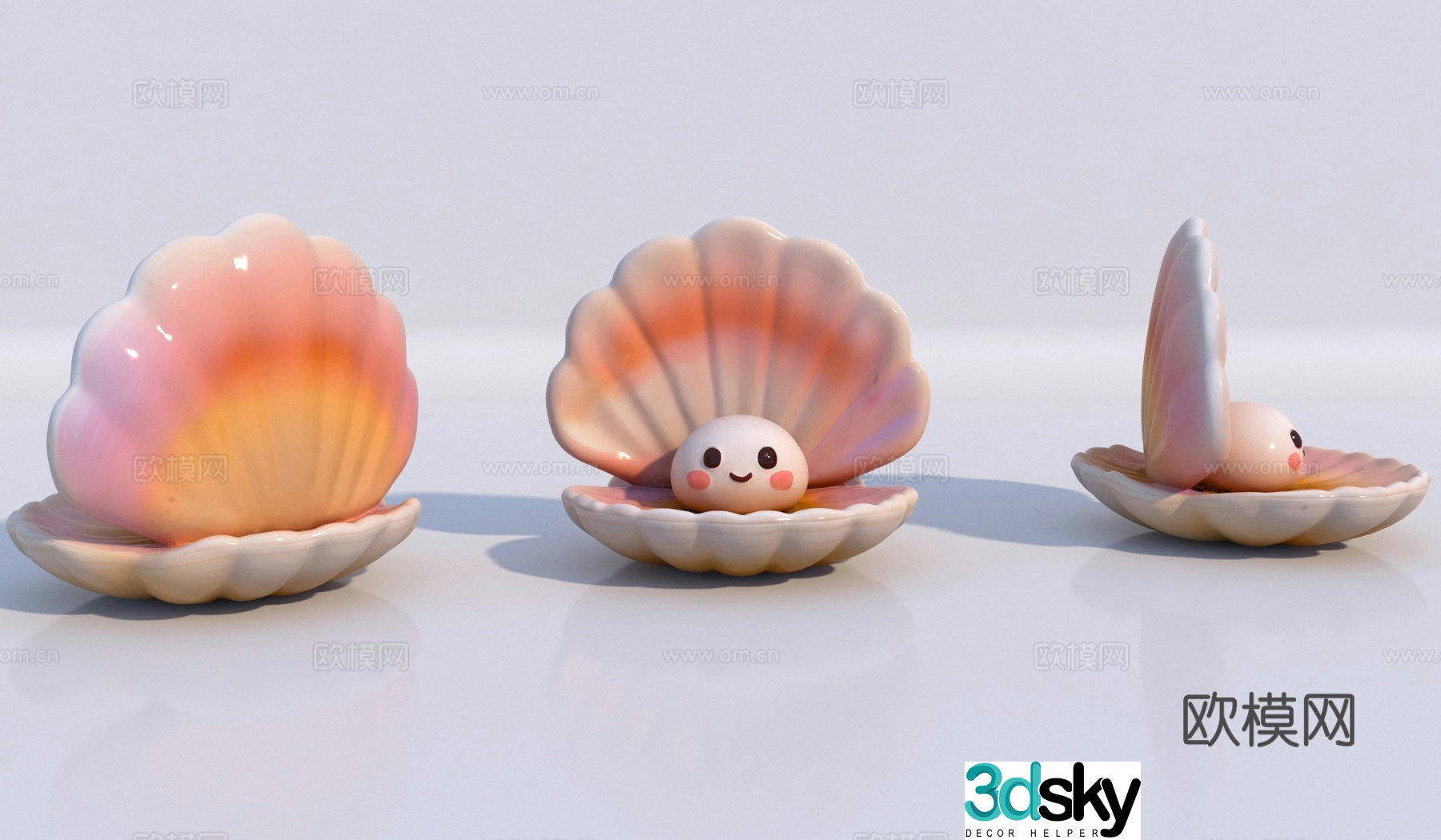 Modern scallop sculpture sketch 3d model