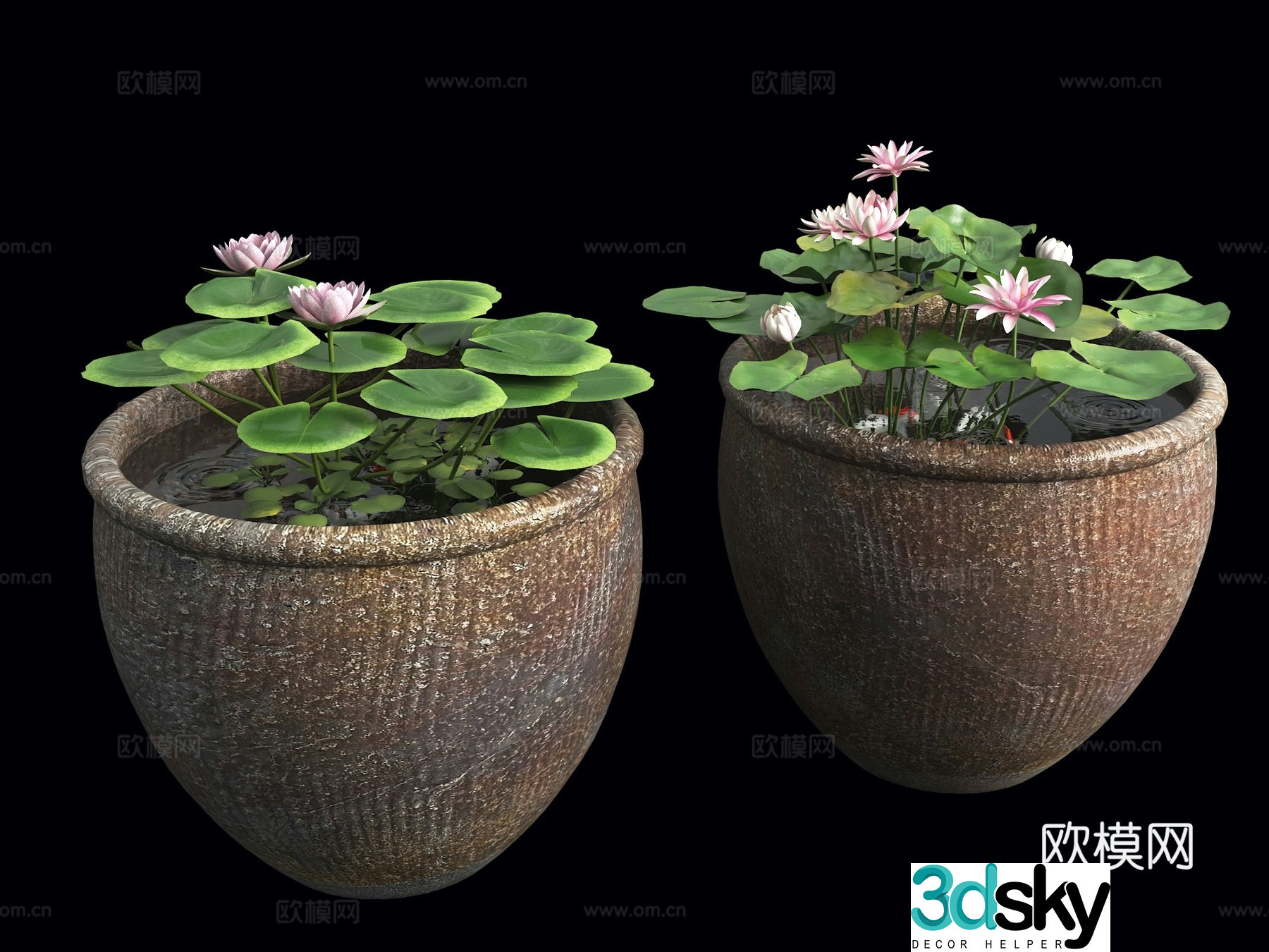 Water tank lotus pond Fish pond Water tank lotus pond Indoor landscape water tank Chinese landscape sketch Water 3D model