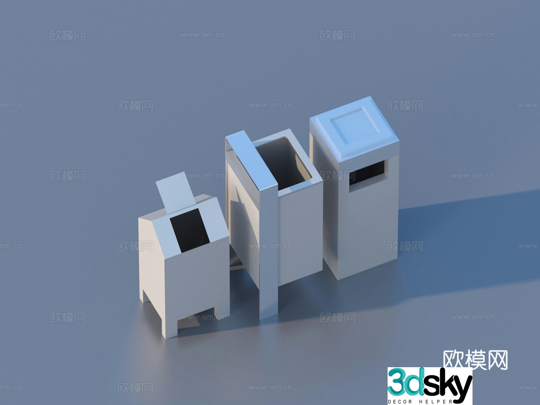 Recycling bin Trash Can Sketch 3D Model