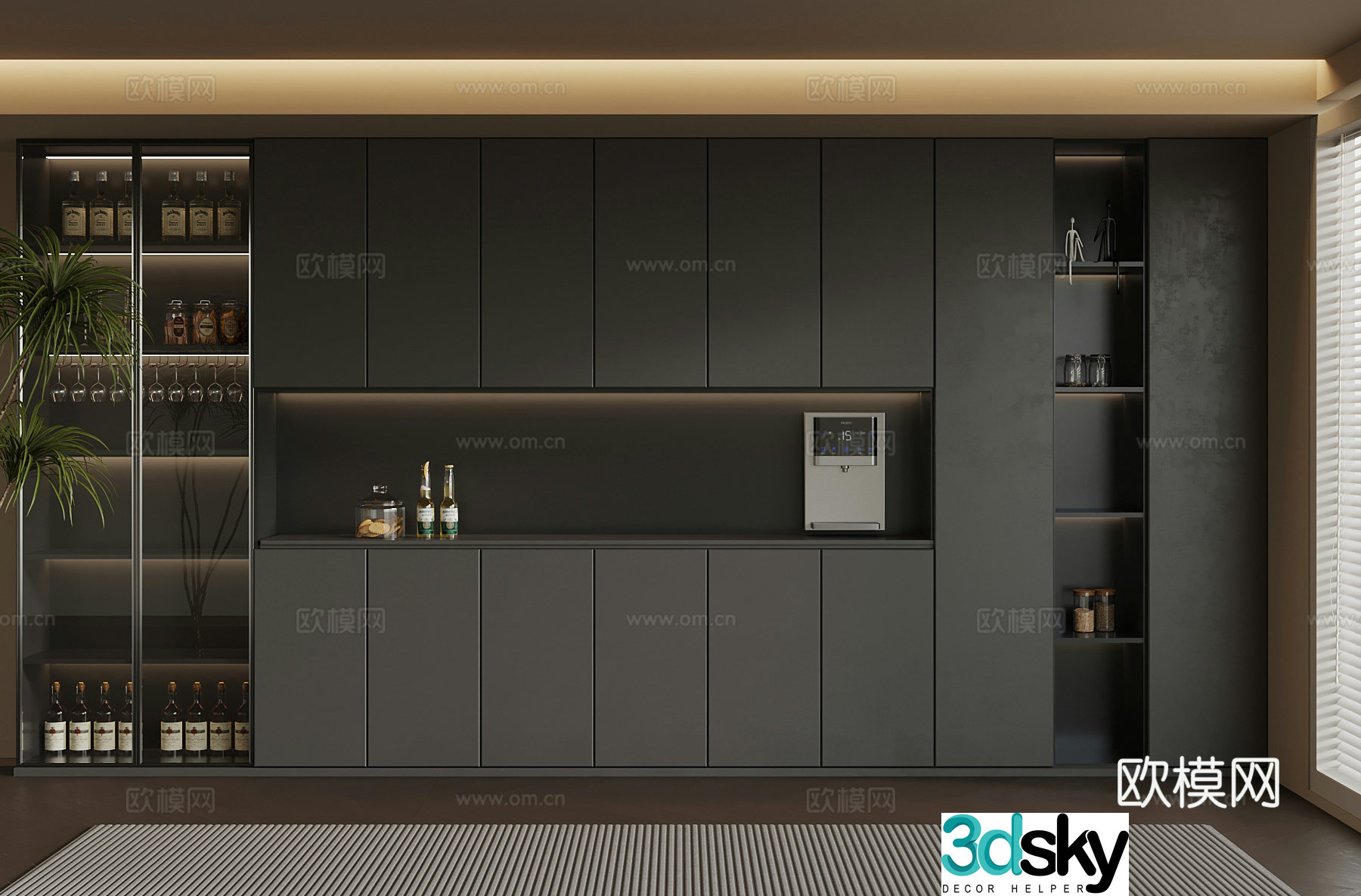 Modern wine cabinet jewelry ornaments 3D model