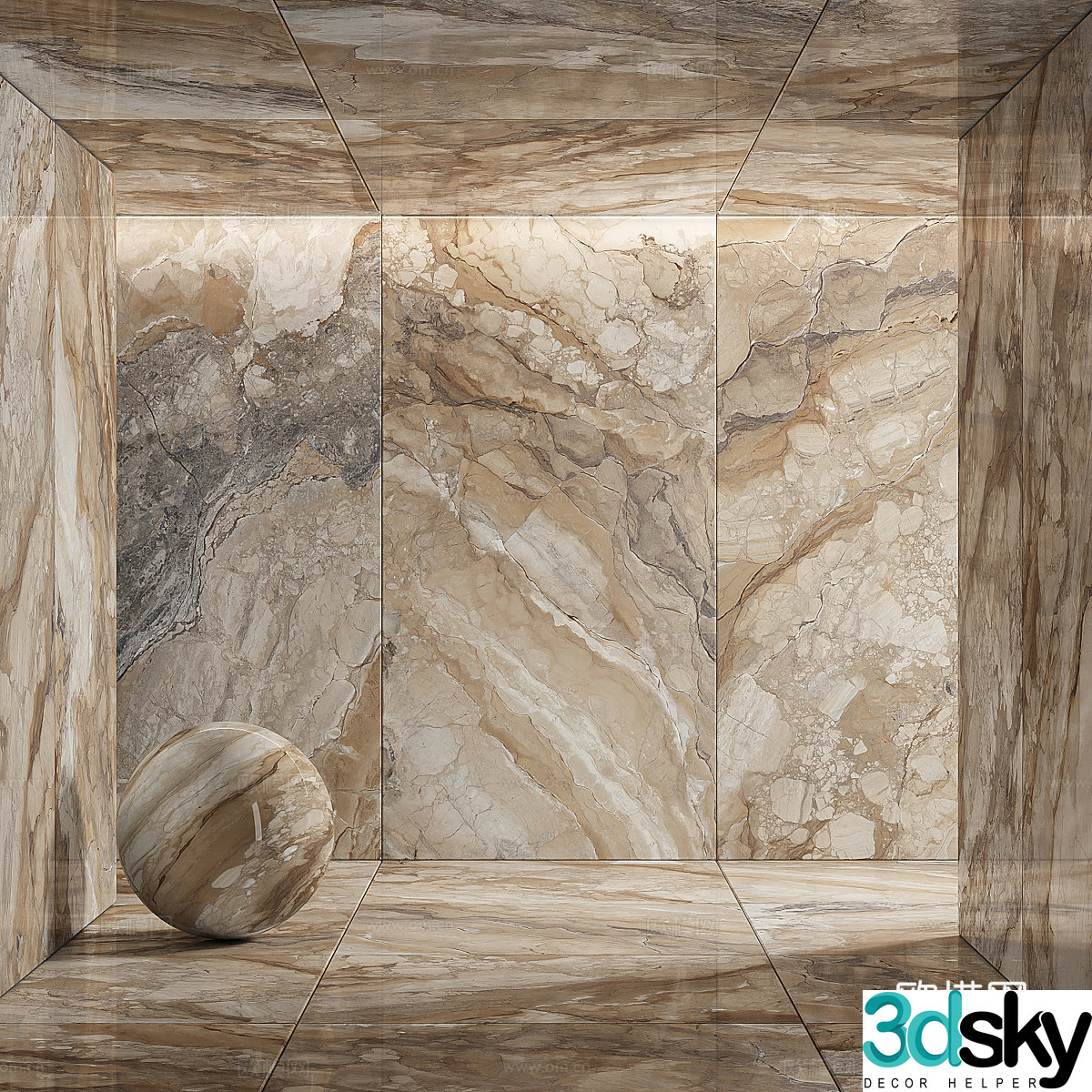 Modern light luxury marble tiles rock slabs PU stone 3d model