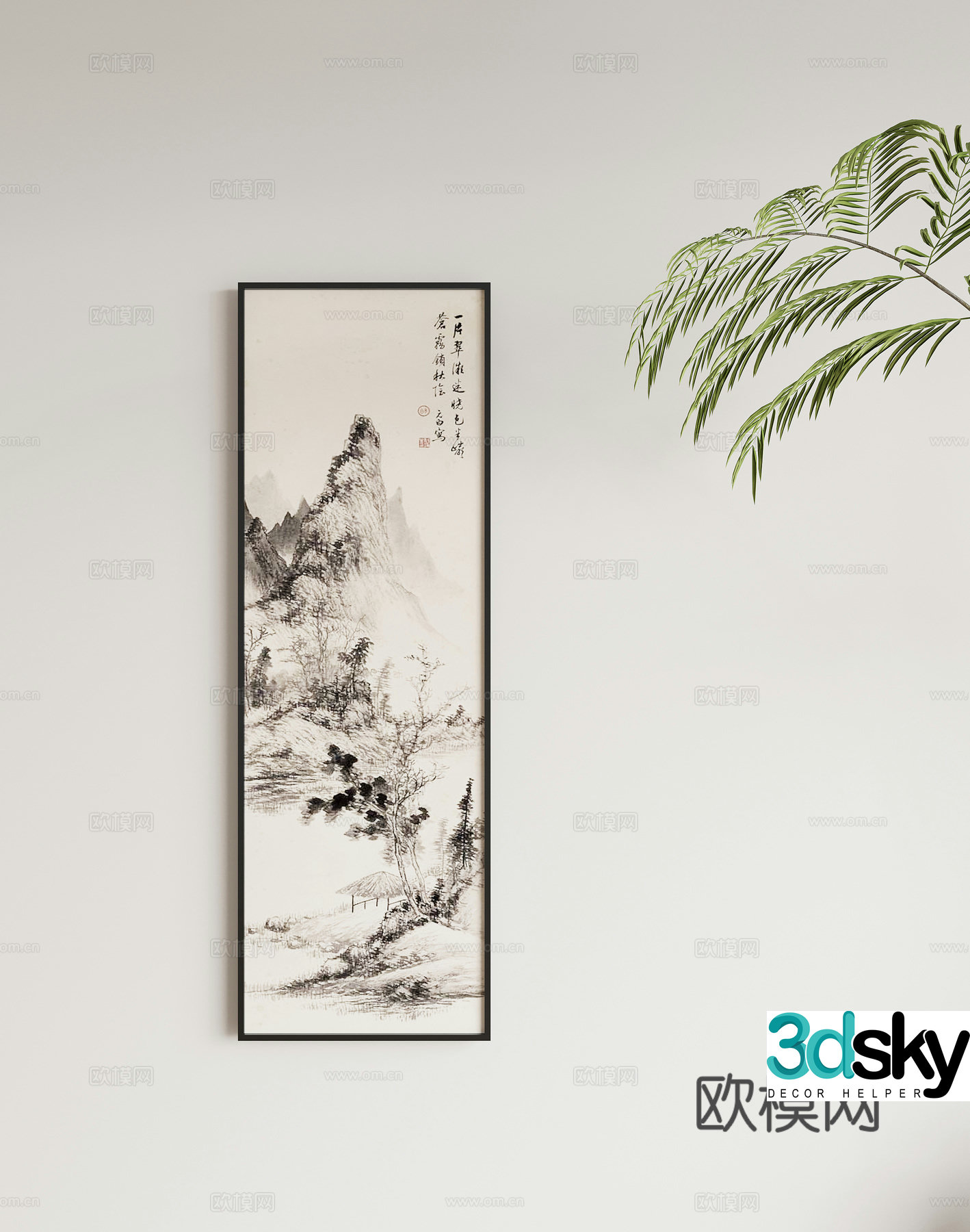New Chinese style 3D model of Zen hanging paintings
