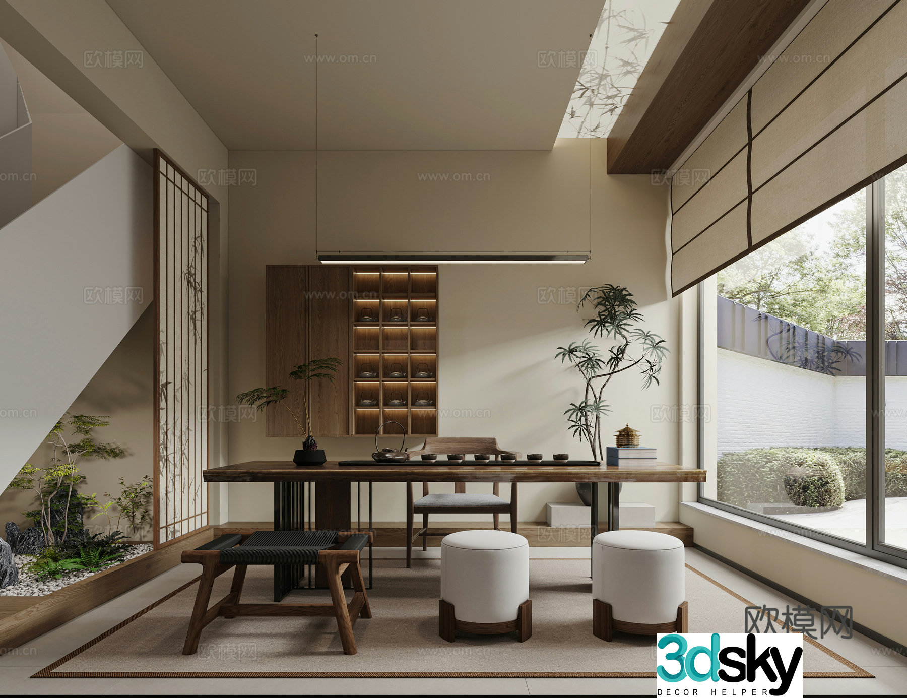 Song style Zen new Chinese tea room 3D model