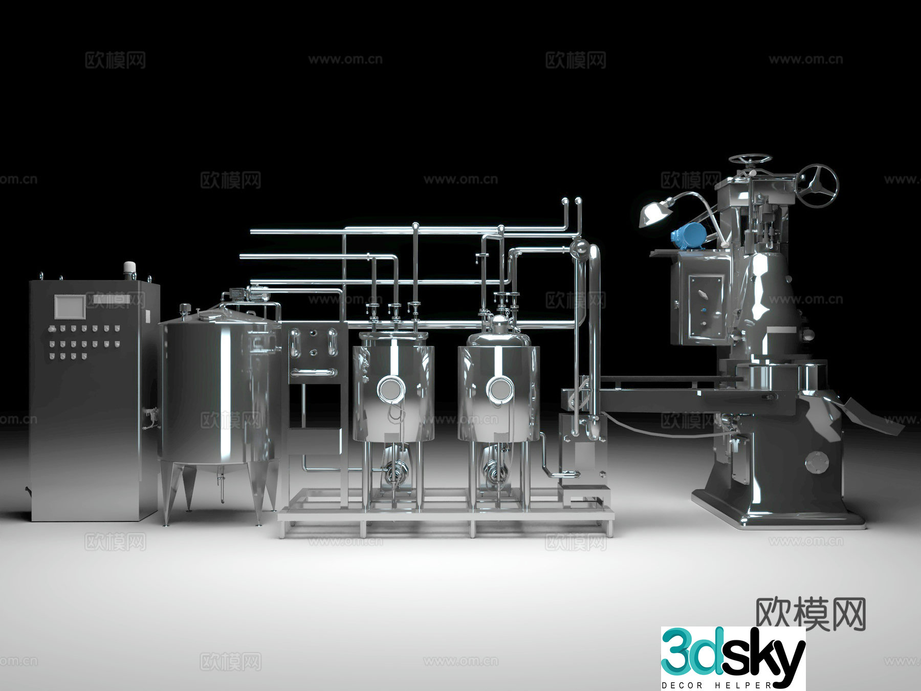 Beer production area bottling line Aseptic filling machine conveyor belt High temperature sterilizer logistics machine Flow 3D model
