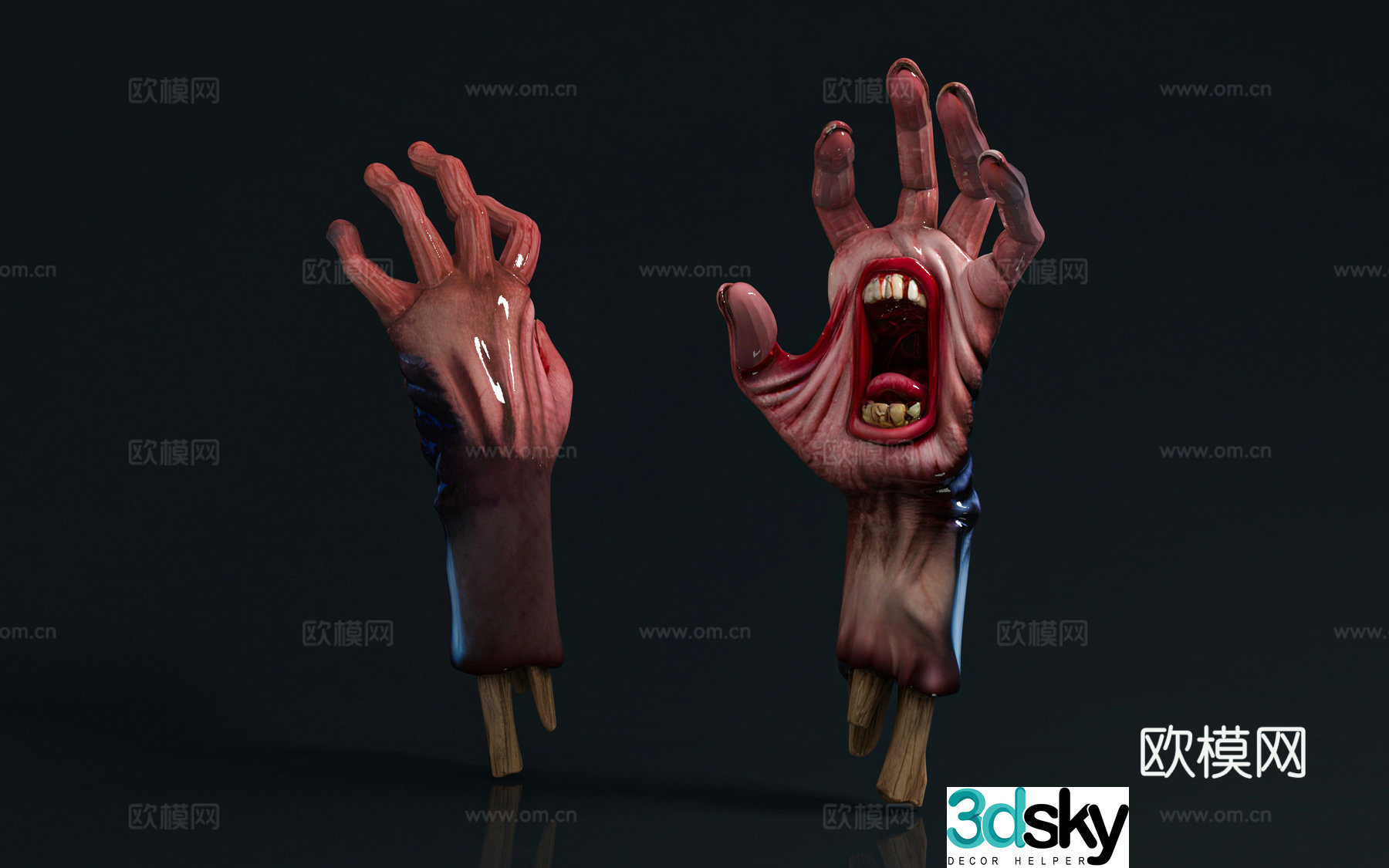 Abstract palm creative man hand cartoon arm horror cry art ornament abstract sculpture hand 3d model