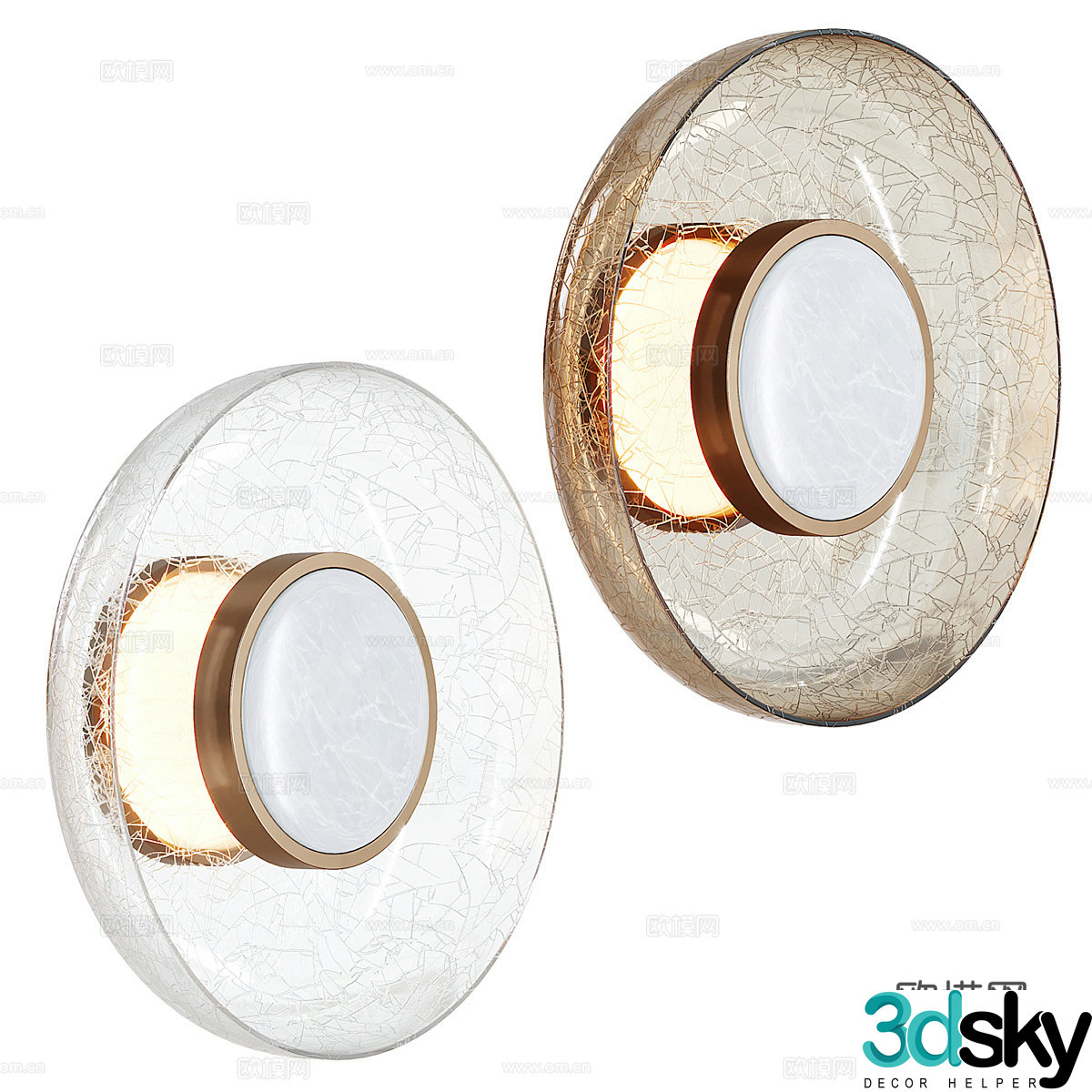 Modern light luxury disc glass wall lamp 3d model