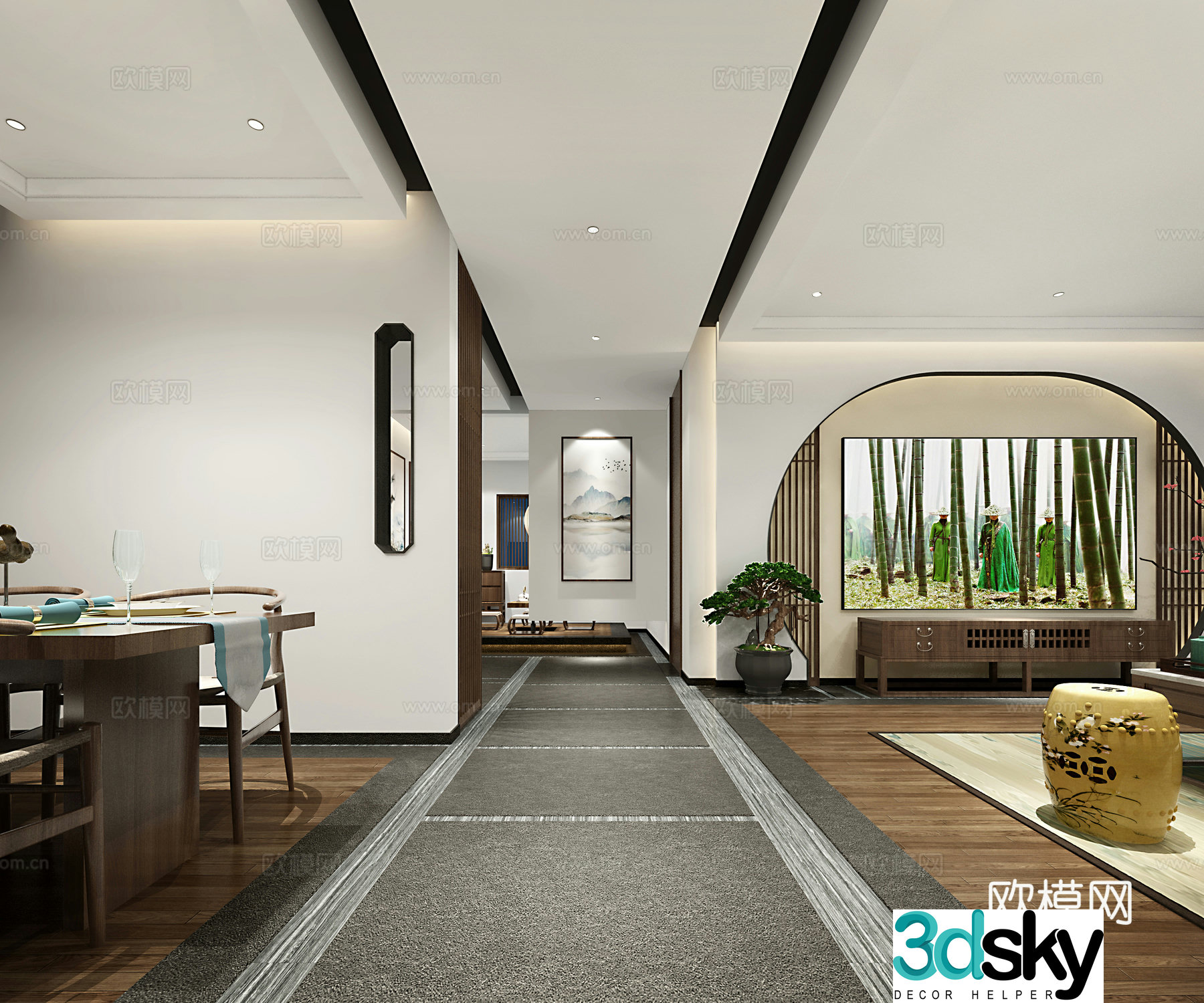 New Chinese living room area 3D model