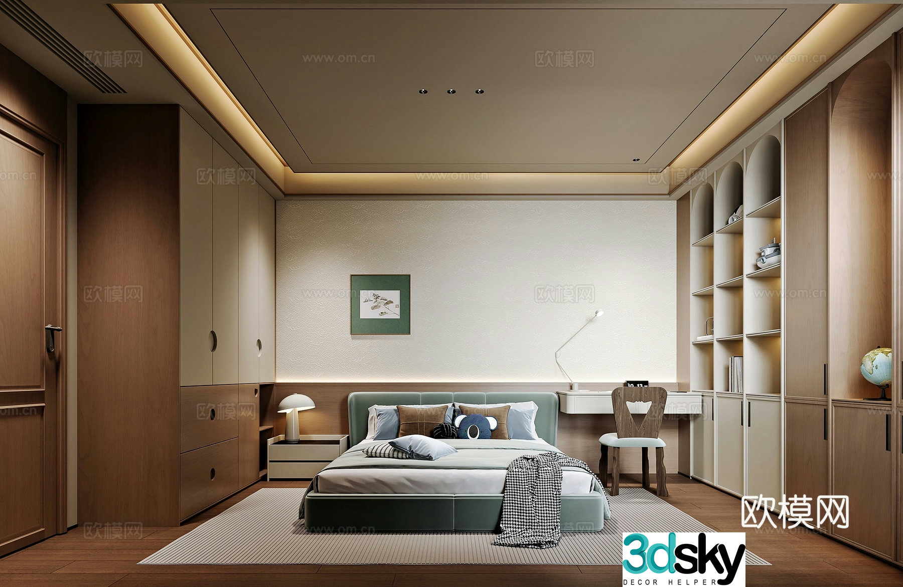 New Chinese style home bedroom 3D model