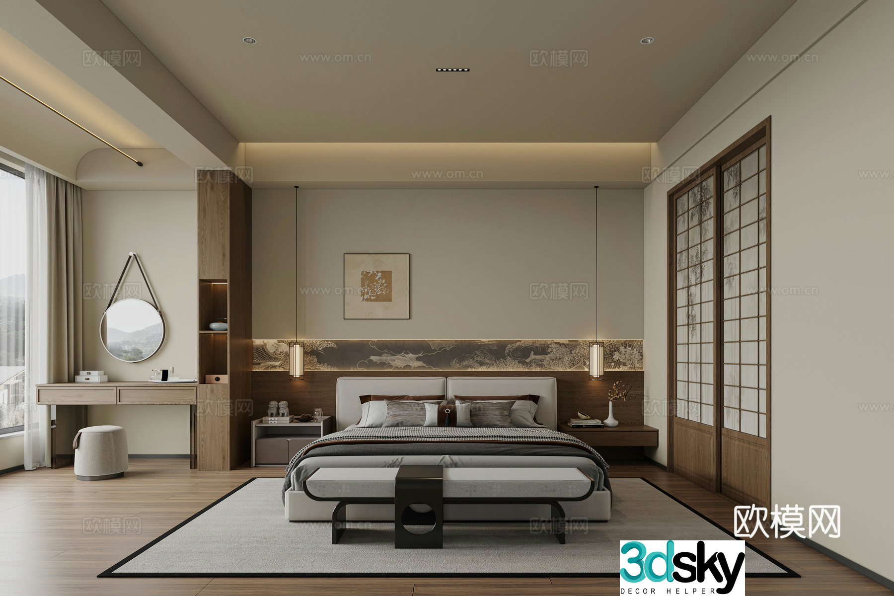 Song style Zen new Chinese style bedroom 3D model