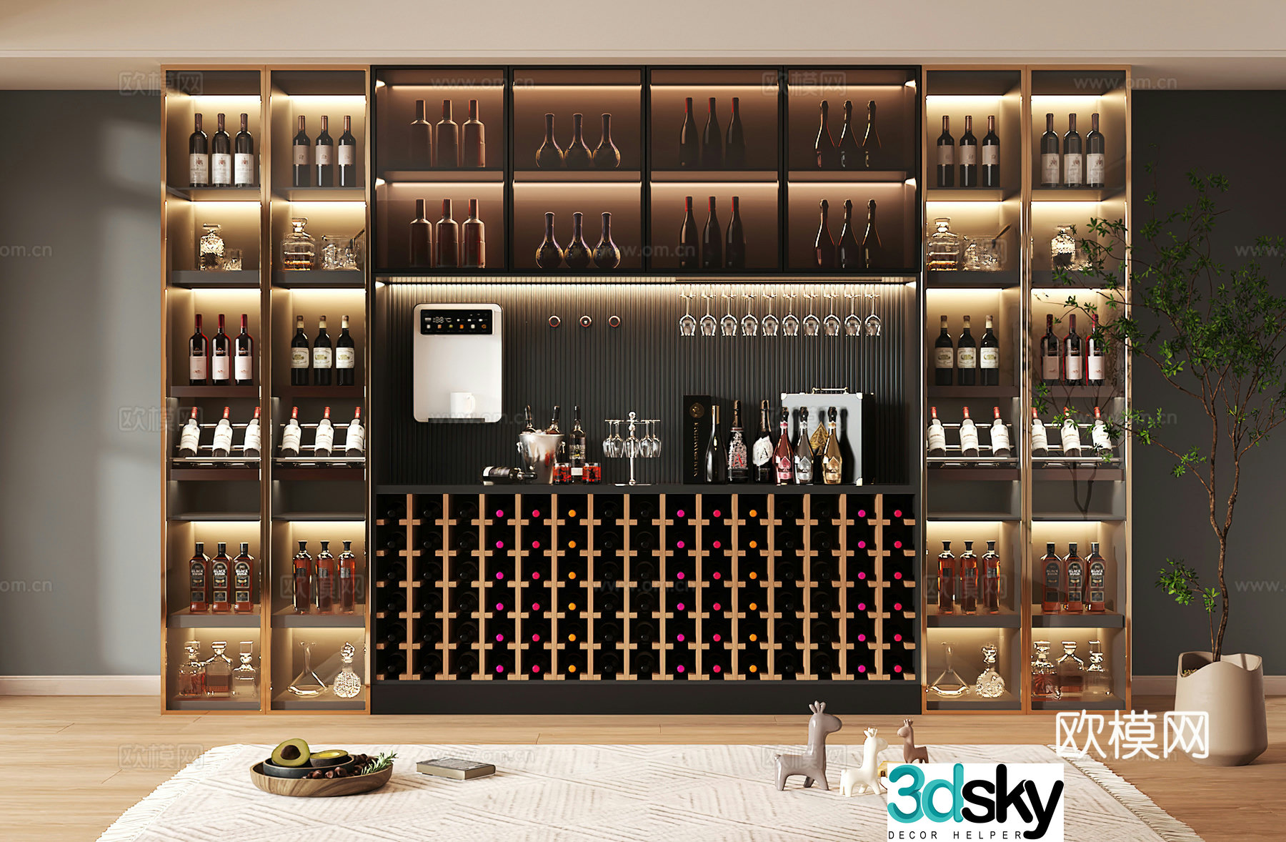 Wine cabinet design Wine cabinet red wine cabinet bar wine cabinet partition wine cabinet 3D model