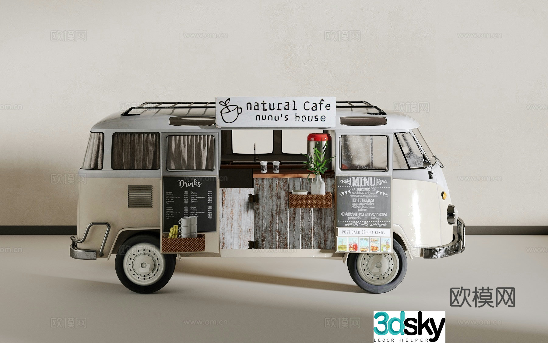 coffee cart 3d model