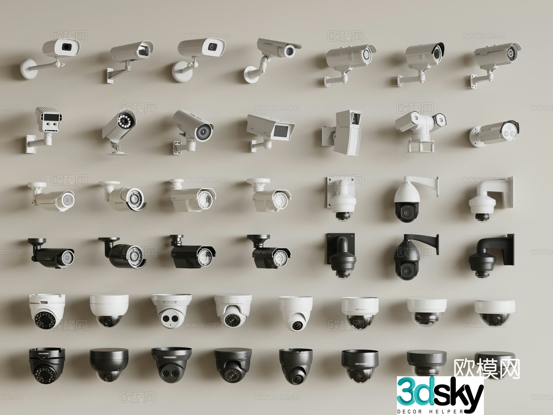 Modern surveillance equipment, security surveillance camera, spherical camera 3d model