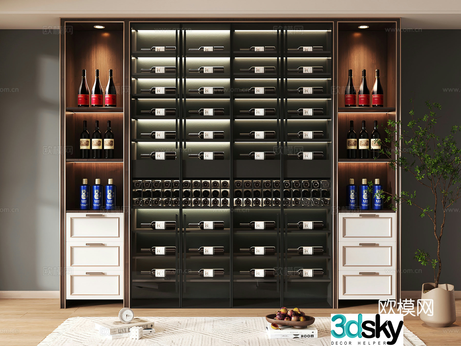 Wine cabinet design Wine cabinet red wine cabinet bar wine cabinet partition wine cabinet 3D model