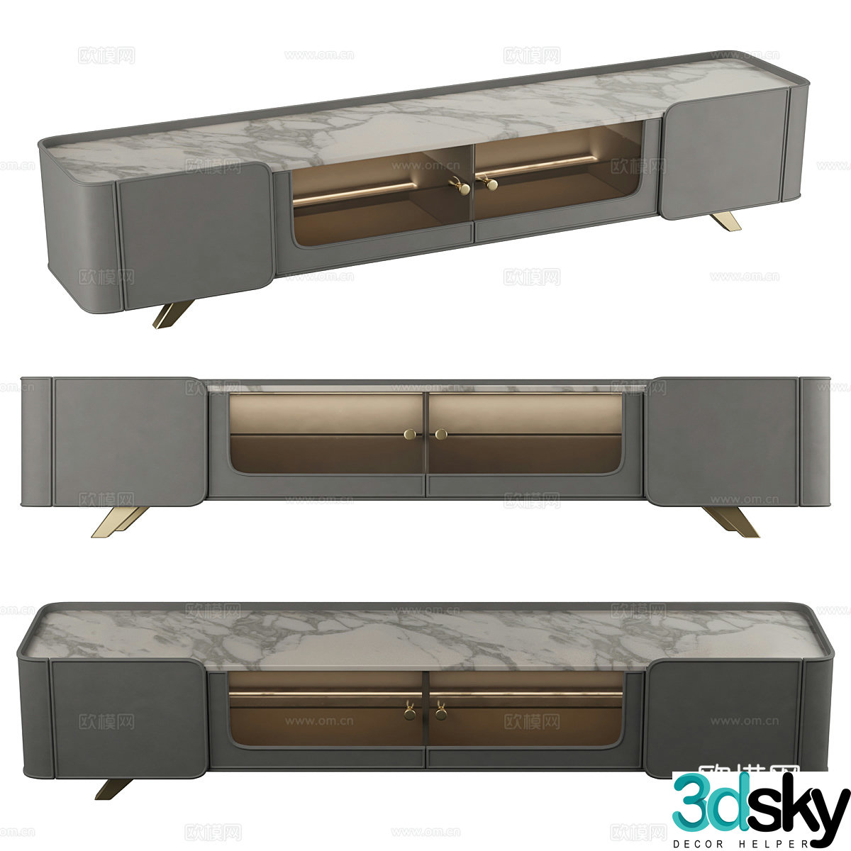 Modern light luxury TV cabinet 3D model