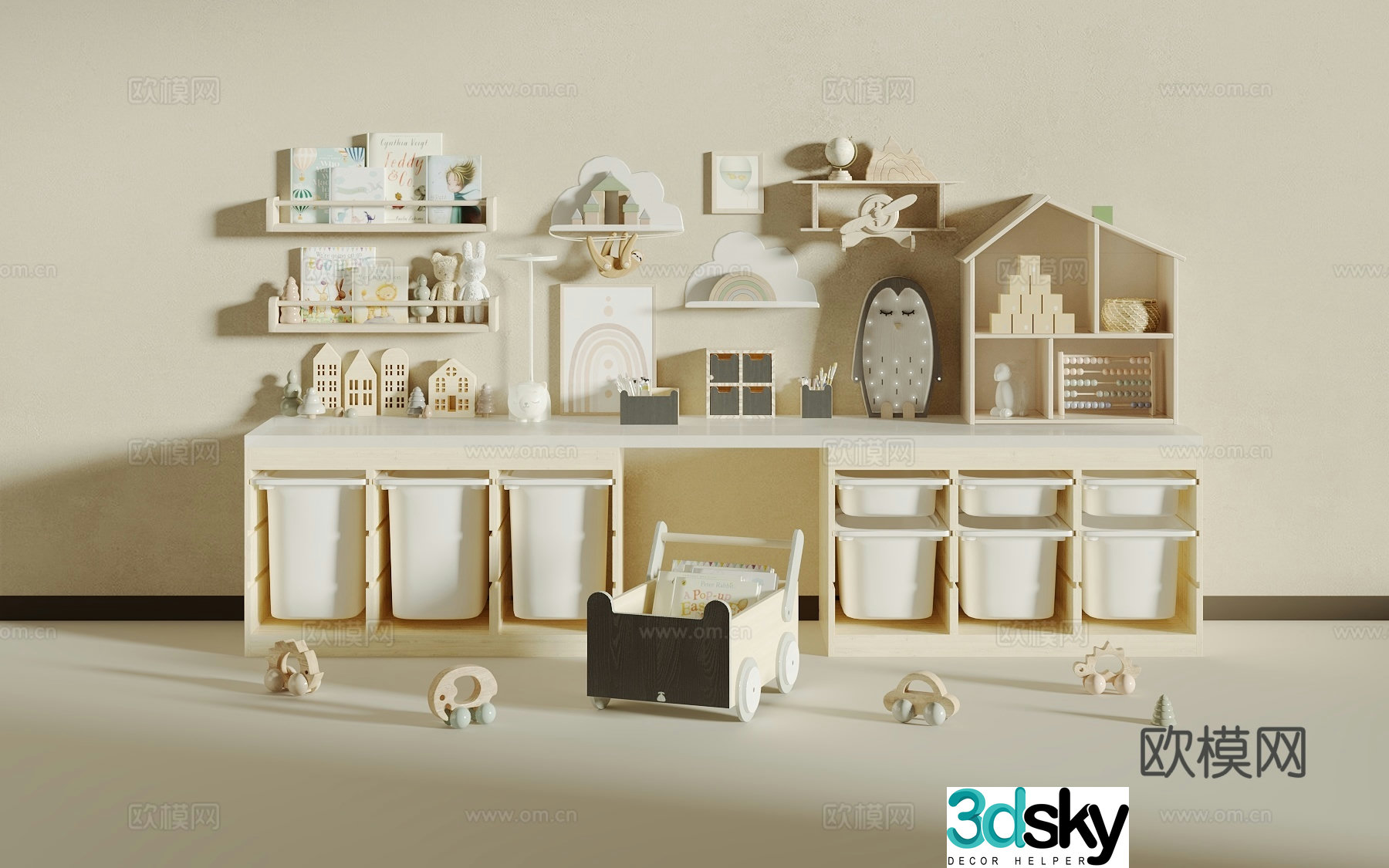 Children’s bookshelf toys 3d model