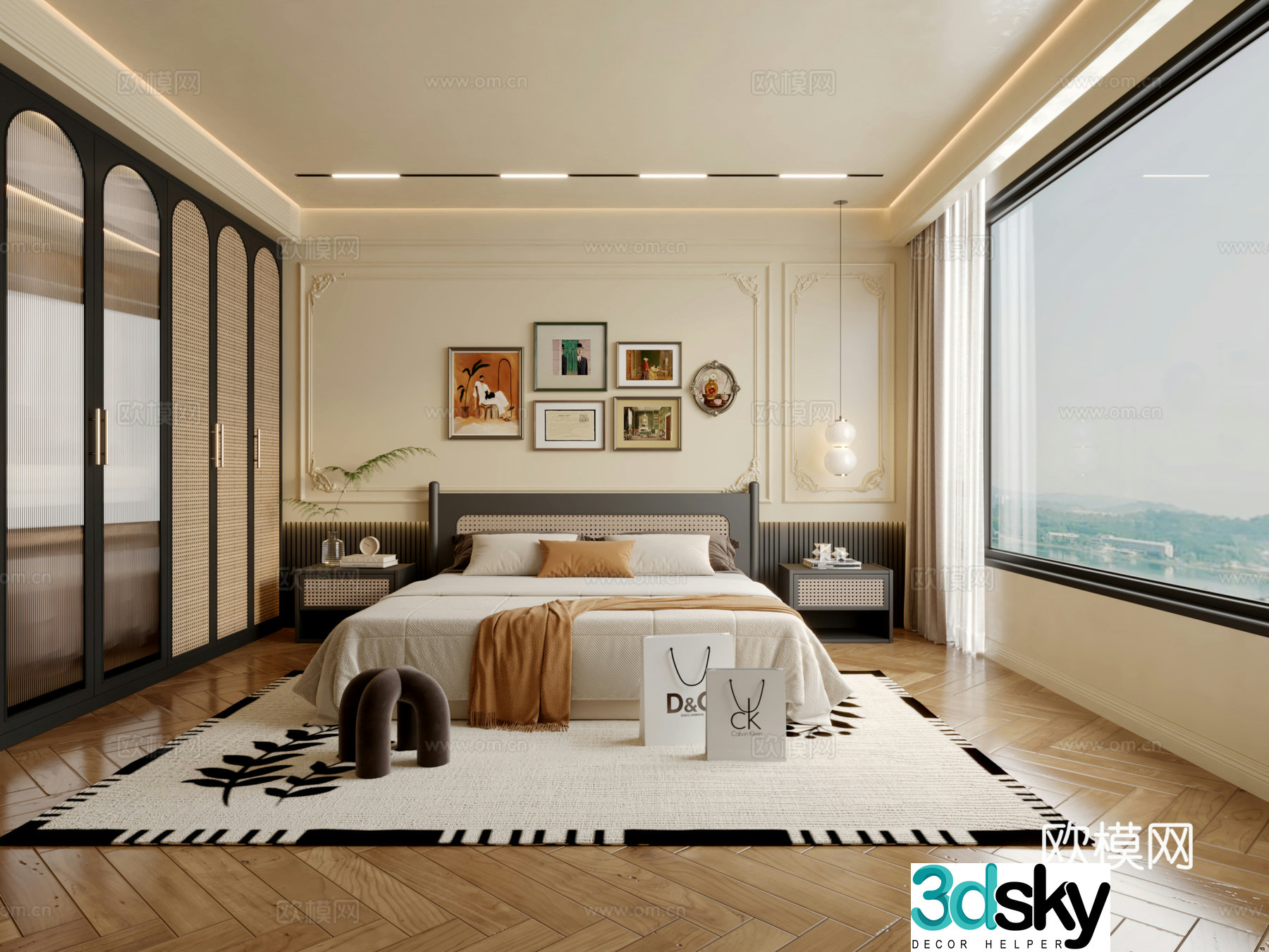 French retro bedroom 3d model