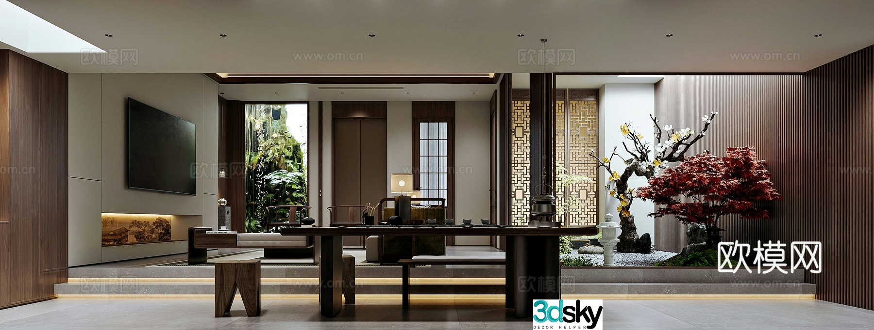 New Chinese style home living room villa living room 3D model