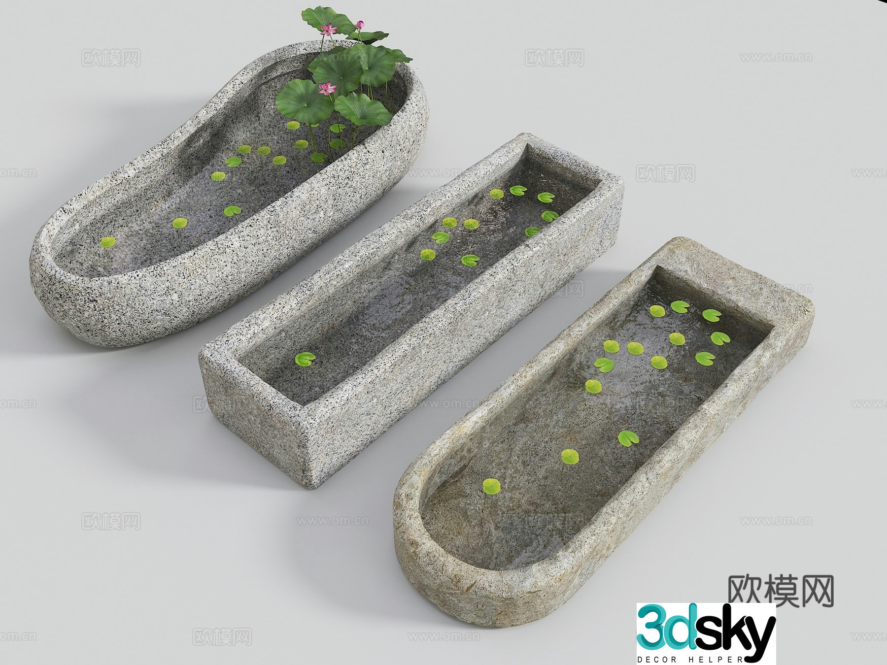 Water tank lotus pond Fish pond Water tank lotus pond Indoor landscape water tank Chinese landscape sketch Water 3D model