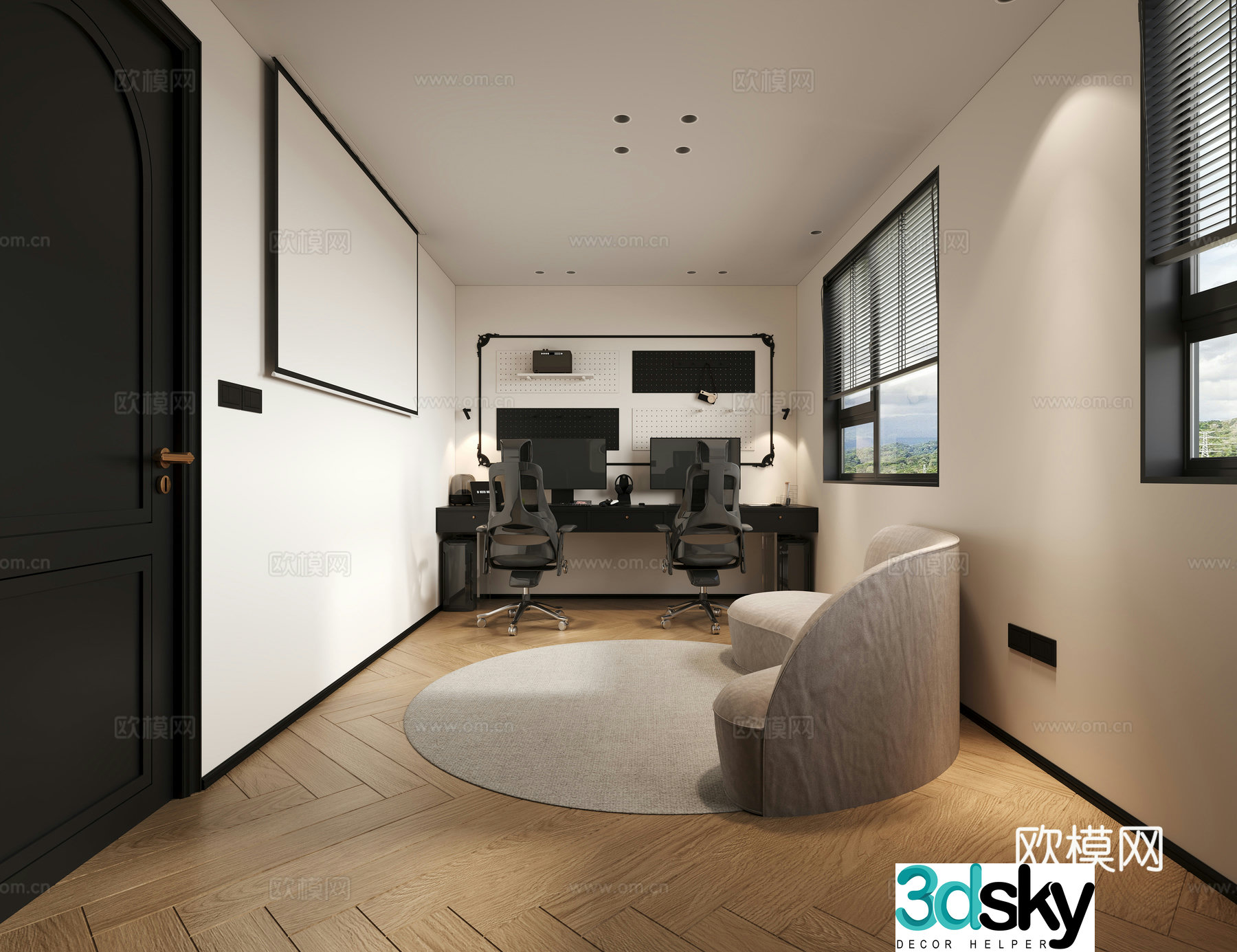 French medieval style leisure and entertainment room 3D model