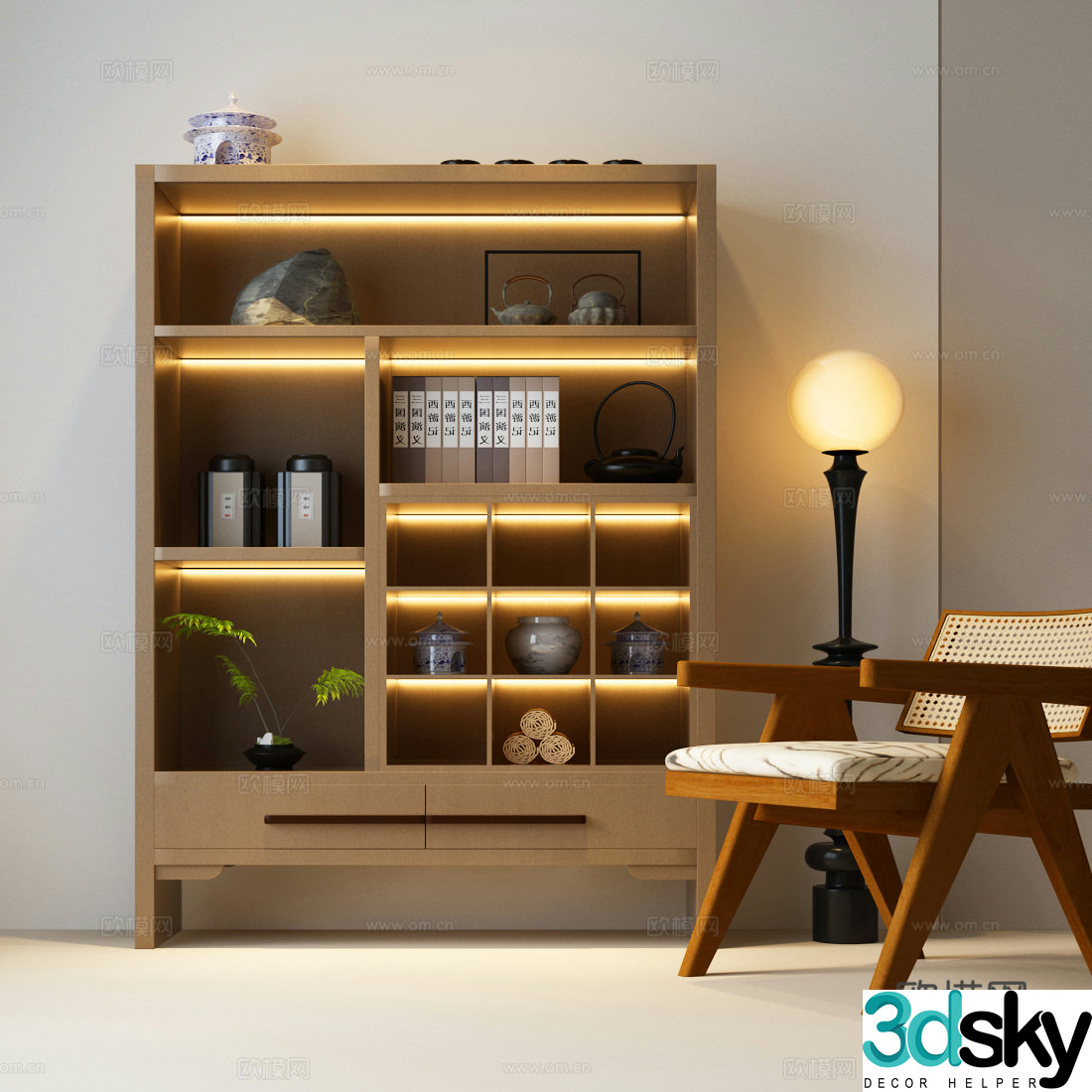 New Chinese tea cabinet Chinese tea cabinet New Chinese style Middle-aged tea cabinet 3D model