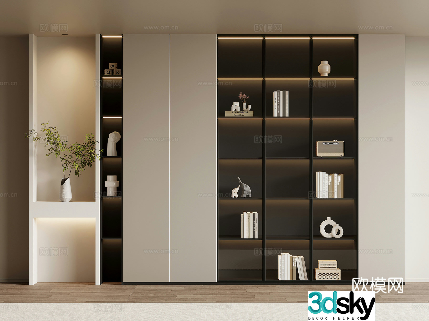 Bookcase Modern simple bookcase 3d model
