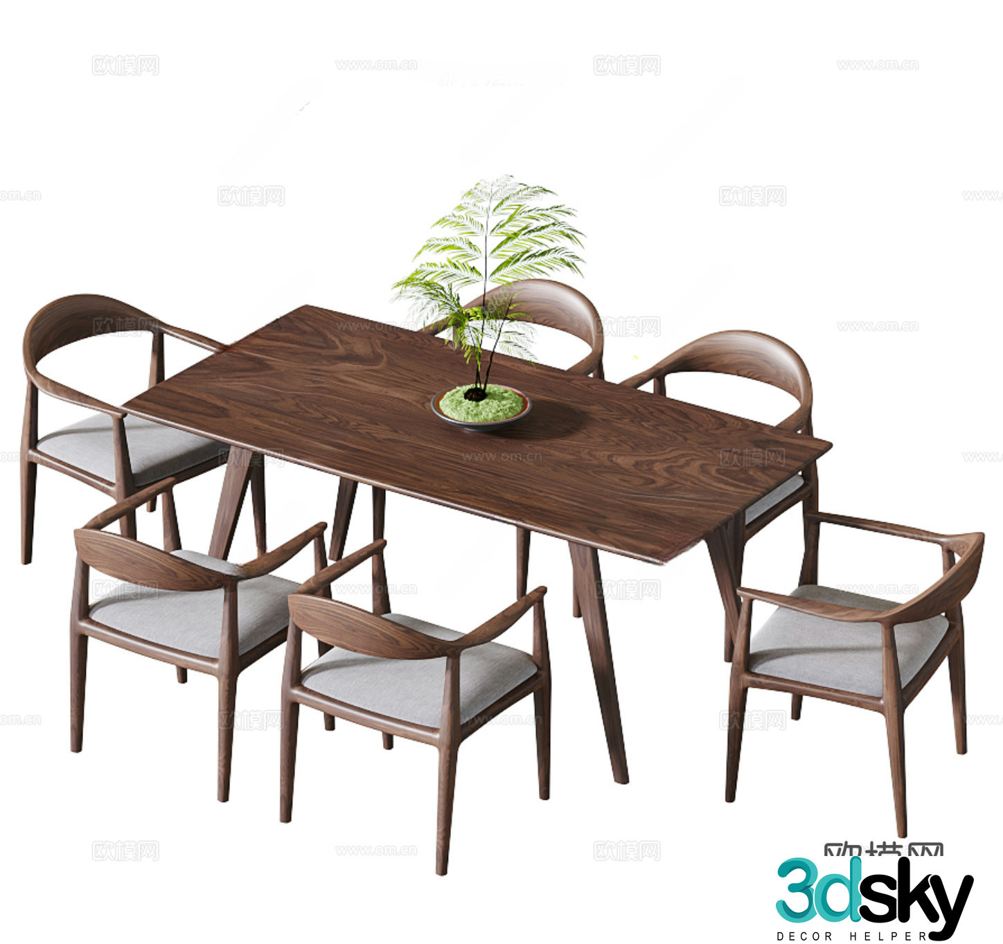 New Chinese dining table and chair 3D model