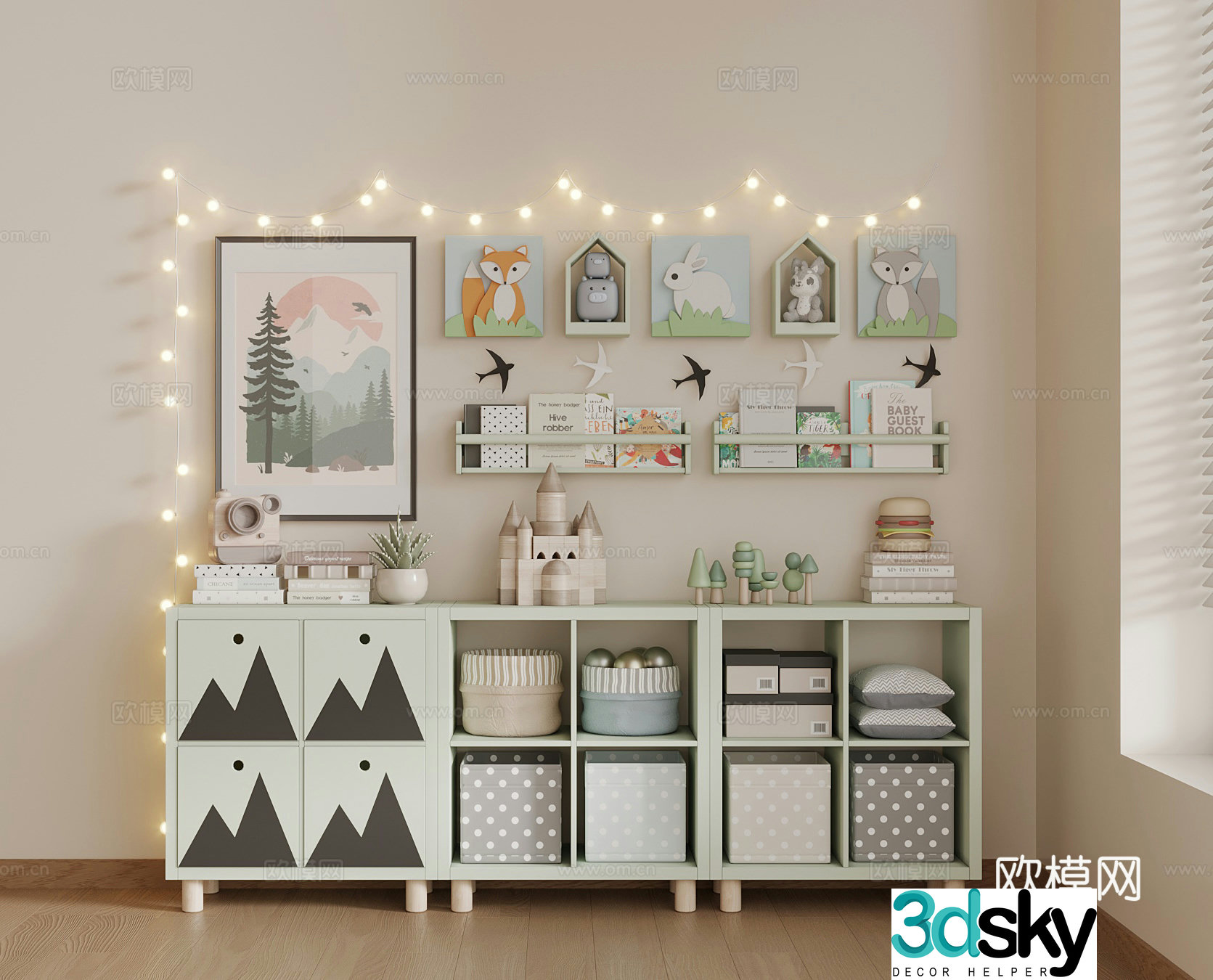 Storage rack Modern children’s storage cabinet Storage cabinet Toy 3D model