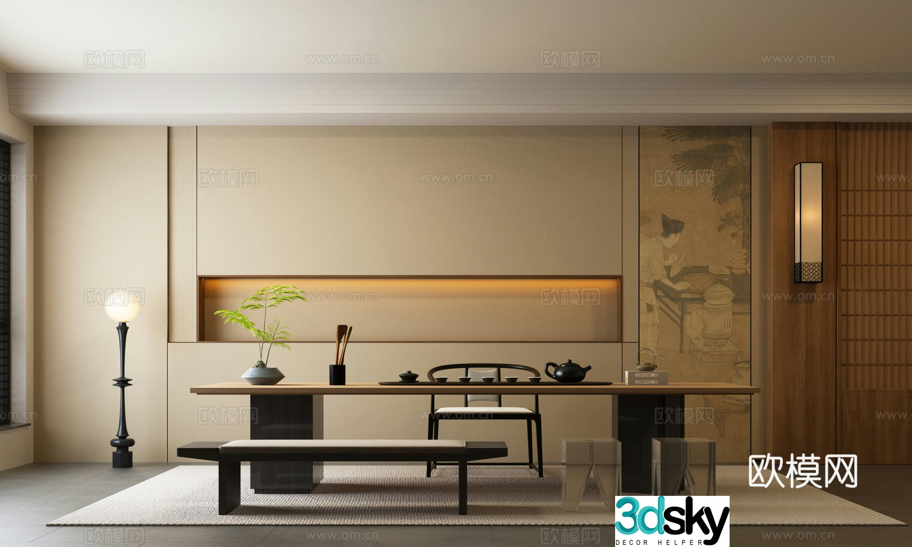 New Chinese tea room Tea table New Chinese tea table 3D model