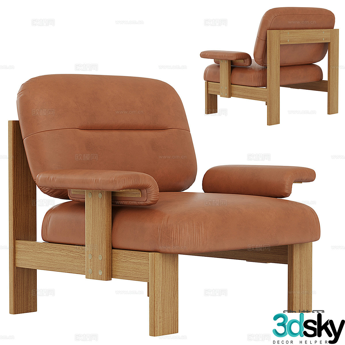 Modern Italian leather lounge chair 3d model