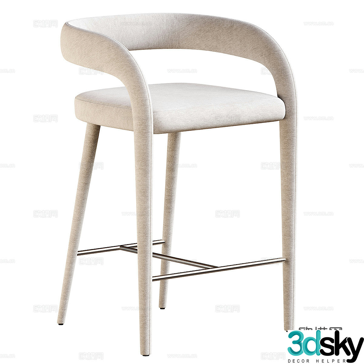 Modern Italian fabric bar chair 3D model