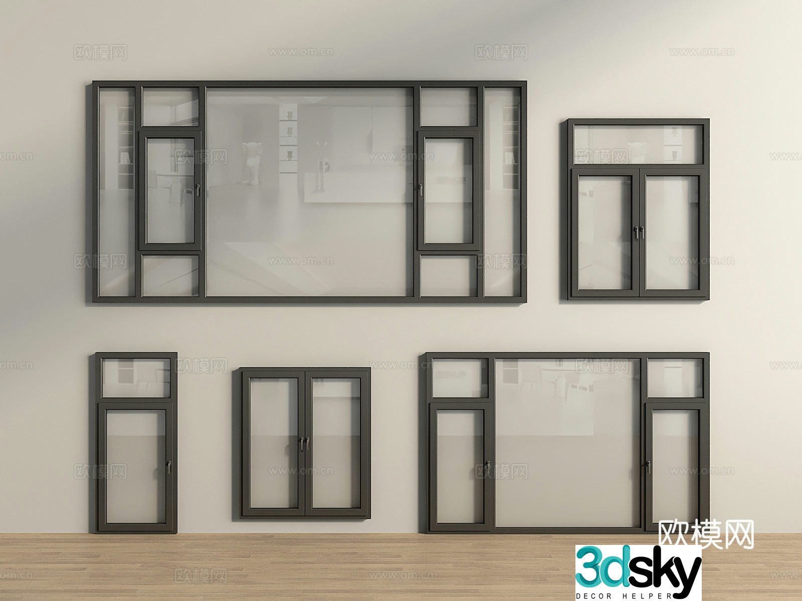 Modern window casement window floor-to-ceiling window 3d model