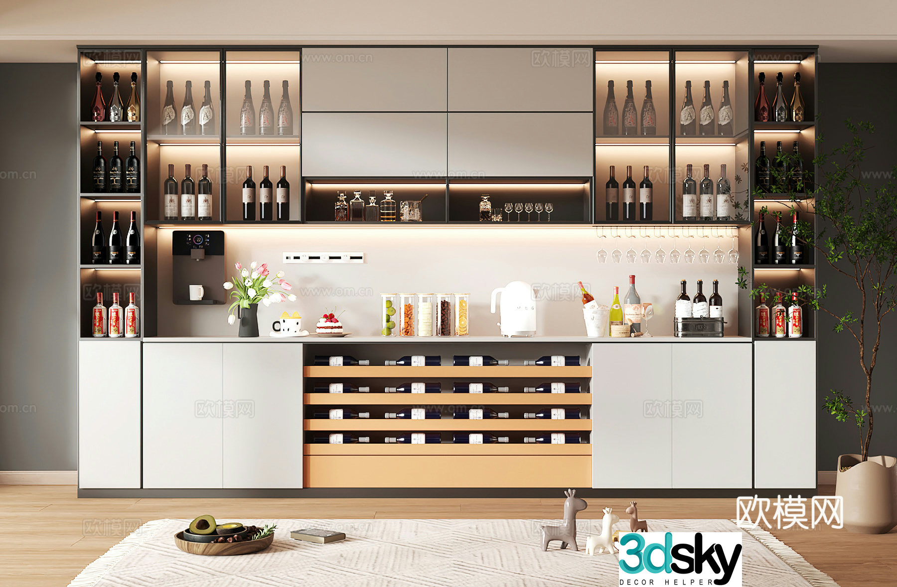 Wine cabinet design Wine cabinet red wine cabinet bar wine cabinet partition wine cabinet 3D model