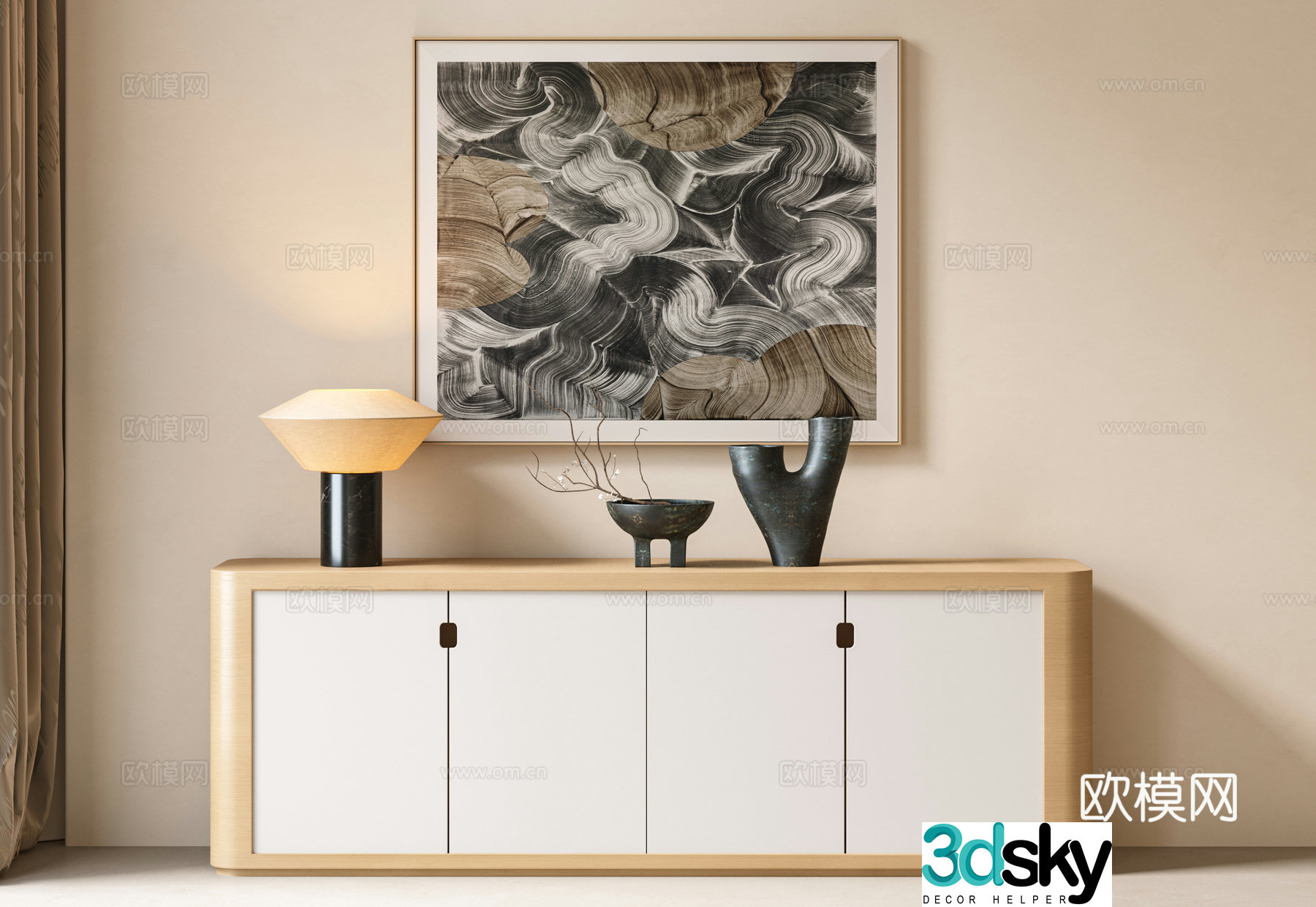 Modern porch cabinet side cabinet Italian side cabinet light luxury cabinet cabinet side cabinet 3d model