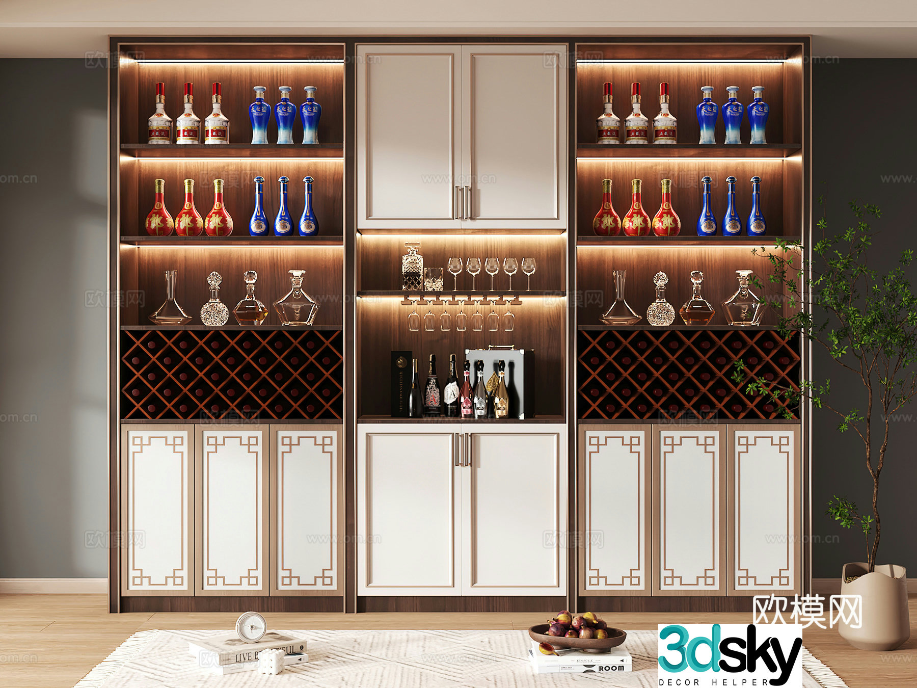 Wine cabinet design Wine cabinet red wine cabinet bar wine cabinet partition wine cabinet 3D model