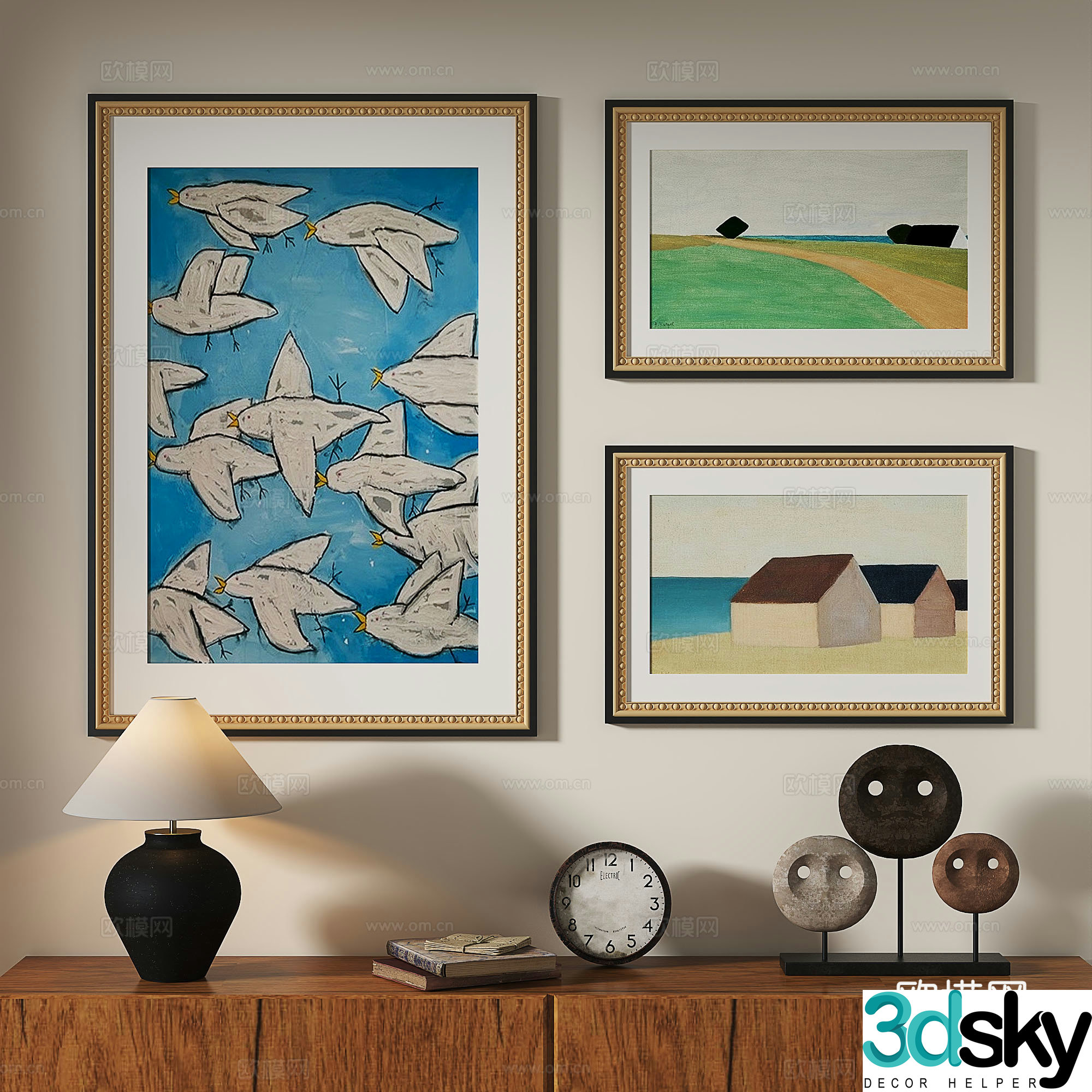 French European classical modern retro medieval abstract light luxury decorative painting 3d model